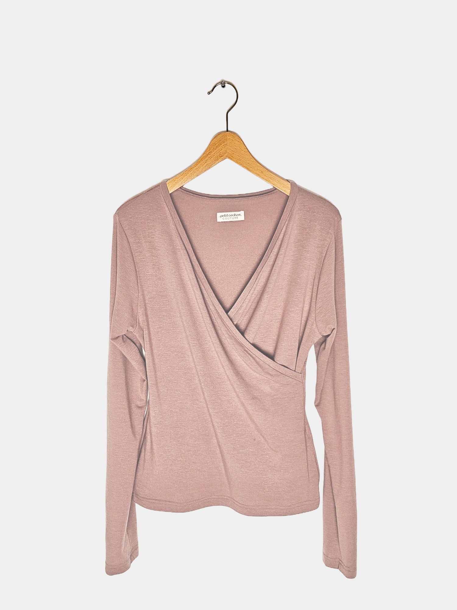 Wrap shirt long sleeve cashmere blend - powder