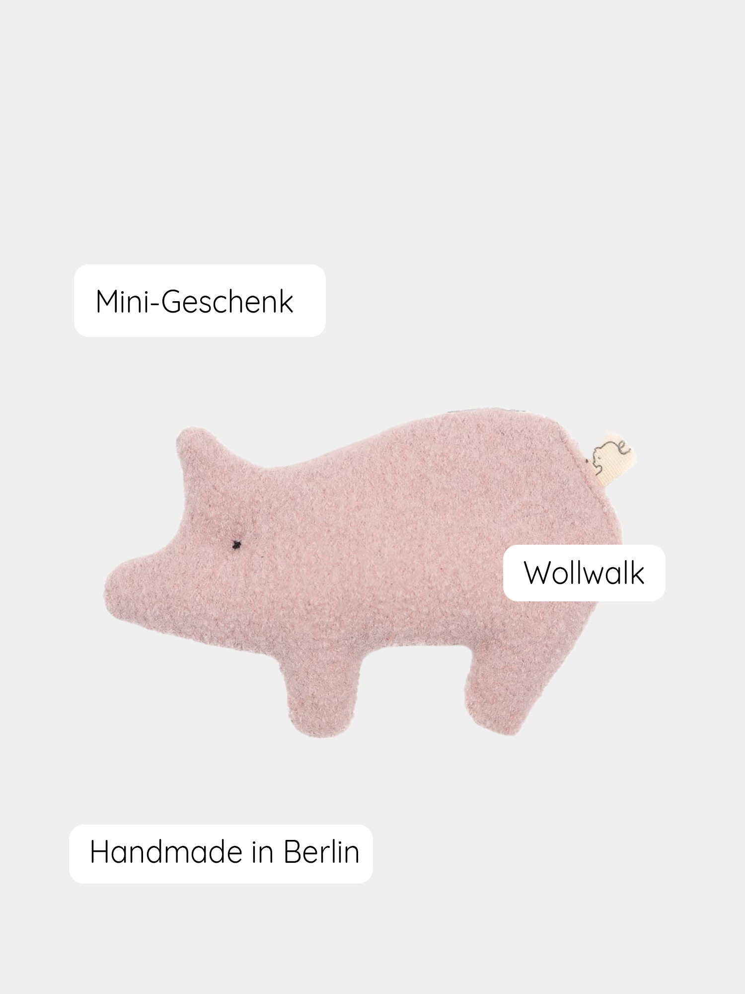 Kleines Wollwalk Schweinchen aus 100% Schurwolle - Puder