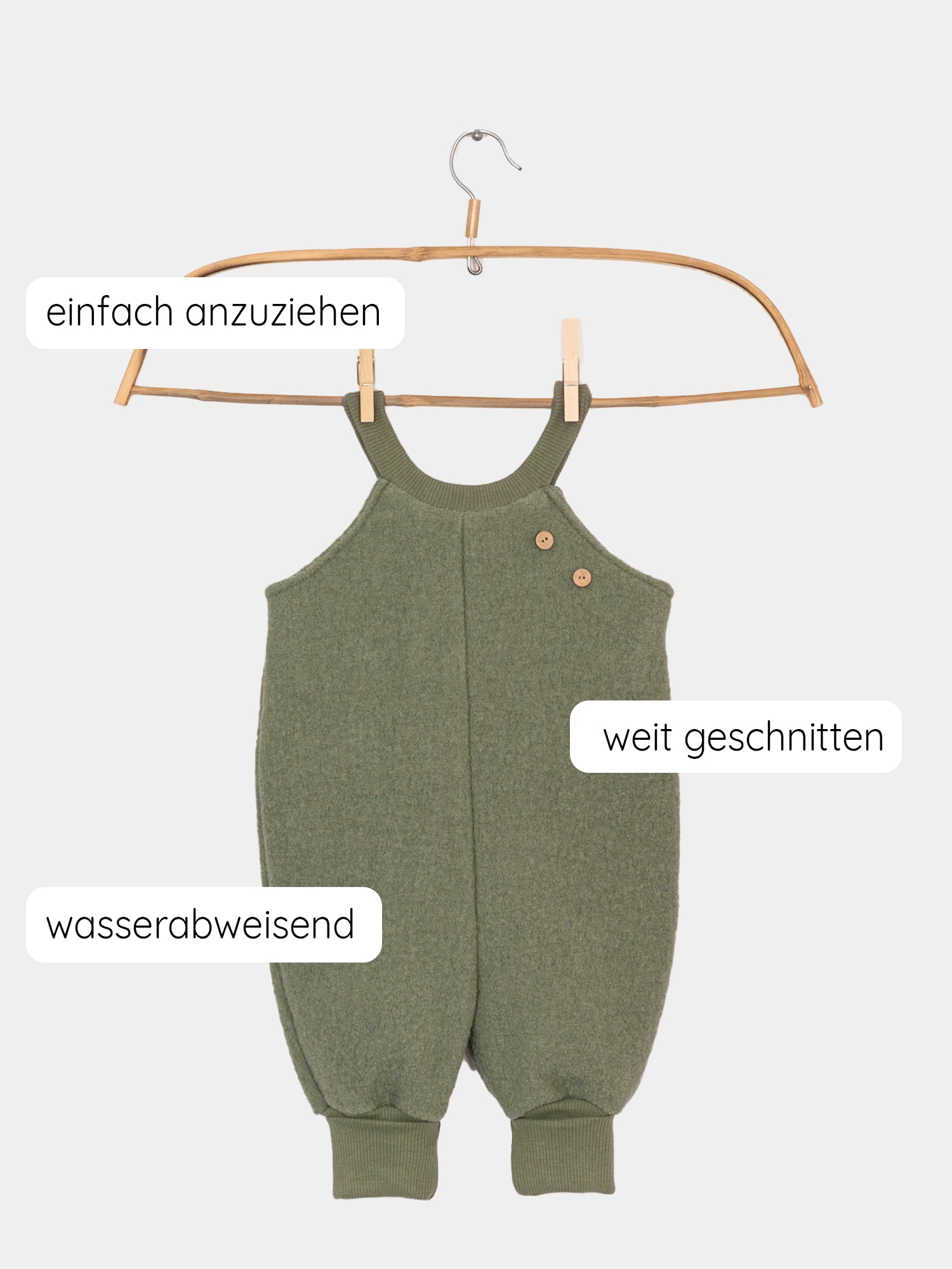Schlupflatzhose Wollwalk aus 100% Schurwolle - Pistazie