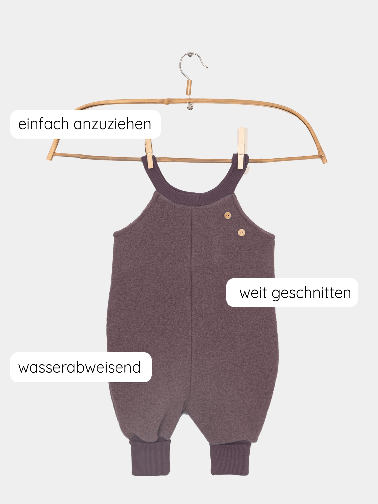 Schlupflatzhose Wollwalk aus 100% Schurwolle - Malve