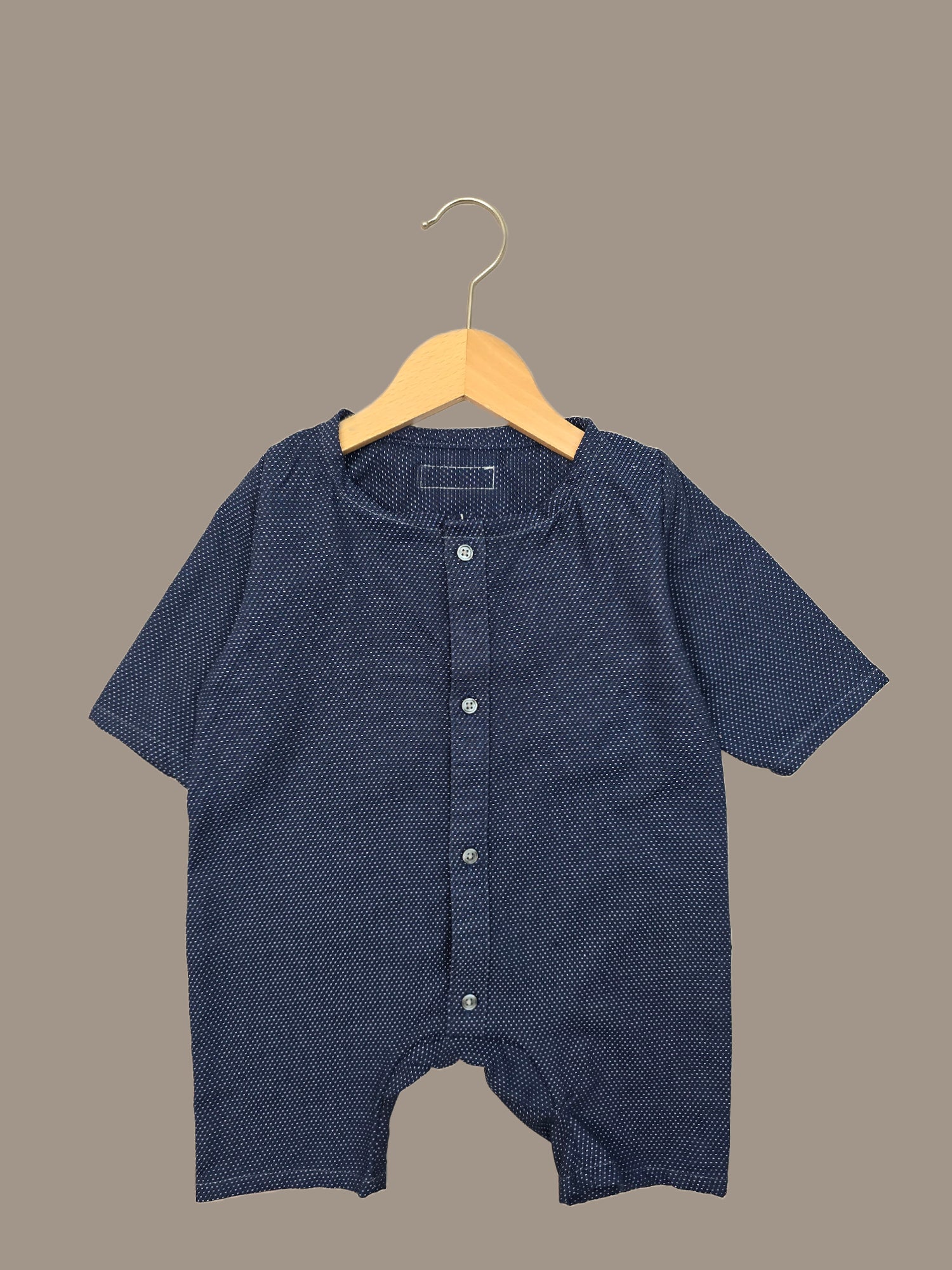 Recycling Overall aus Baumwolle Gr 3M (62-74) - Dunkelblau Pünktchen