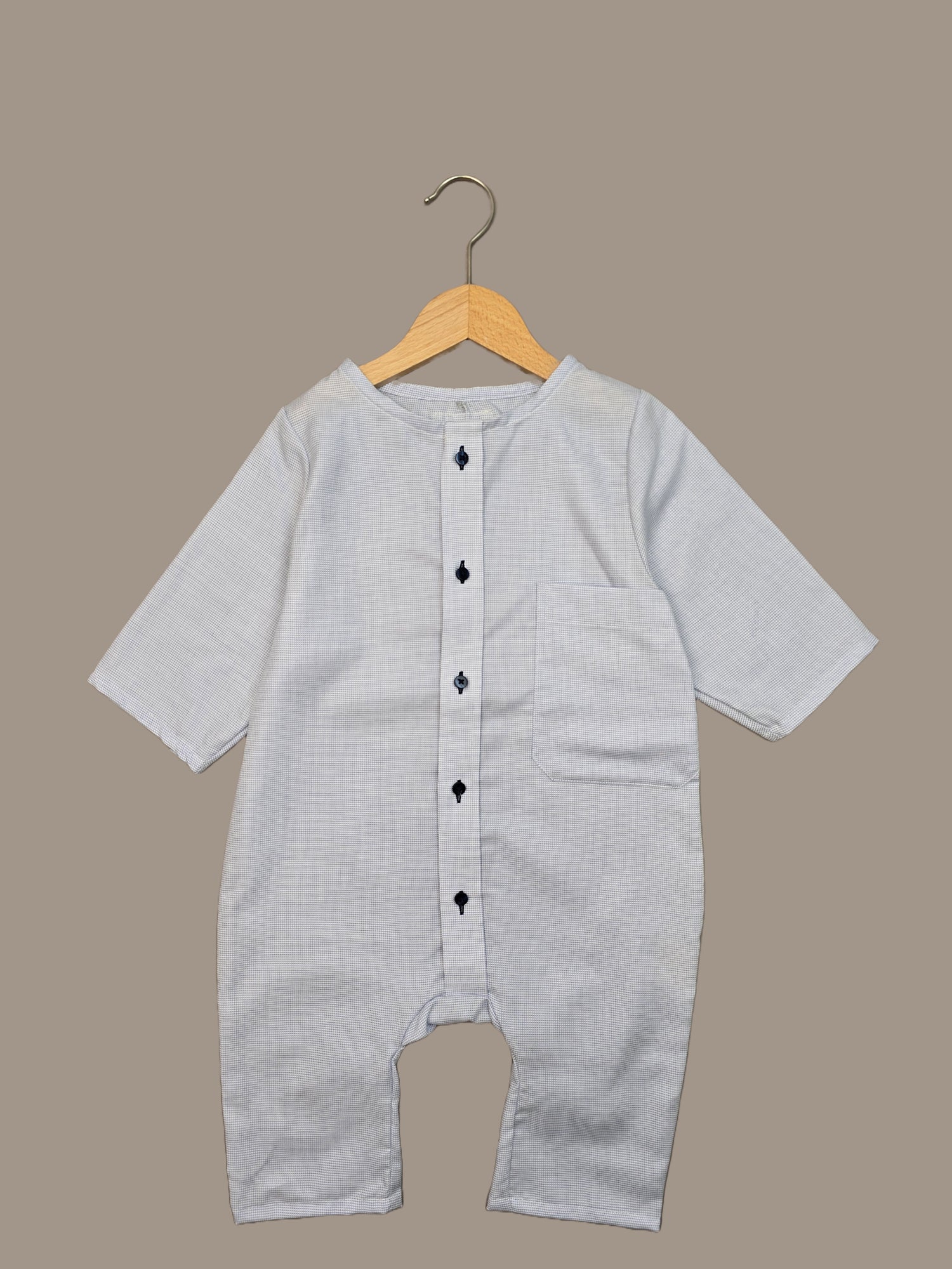 Recycling Overall aus Baumwolle Gr 1Y (74-92) - Hellblau feines Karo