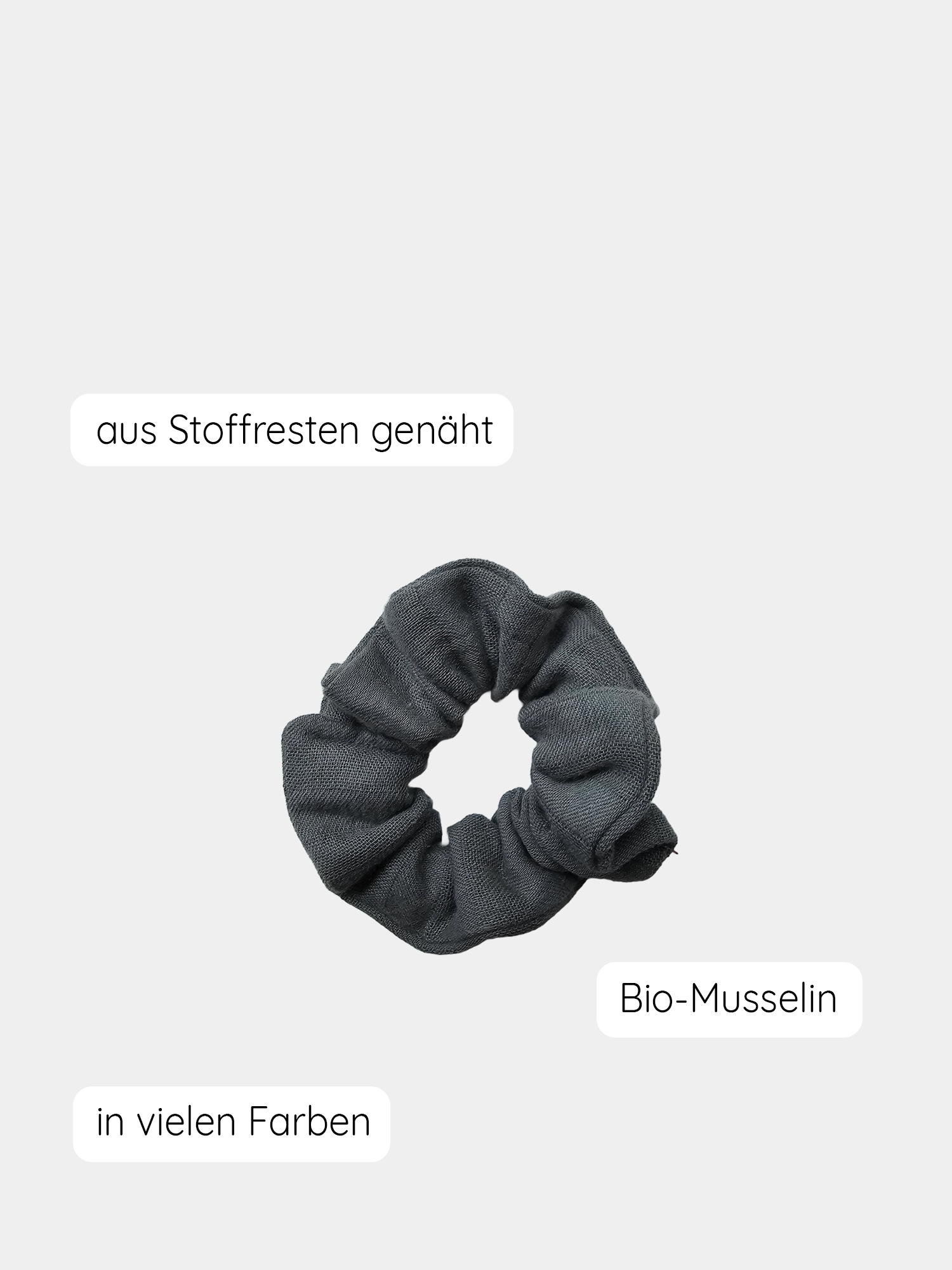 Upcycling Scrunchies Bio-Musselin - Taube