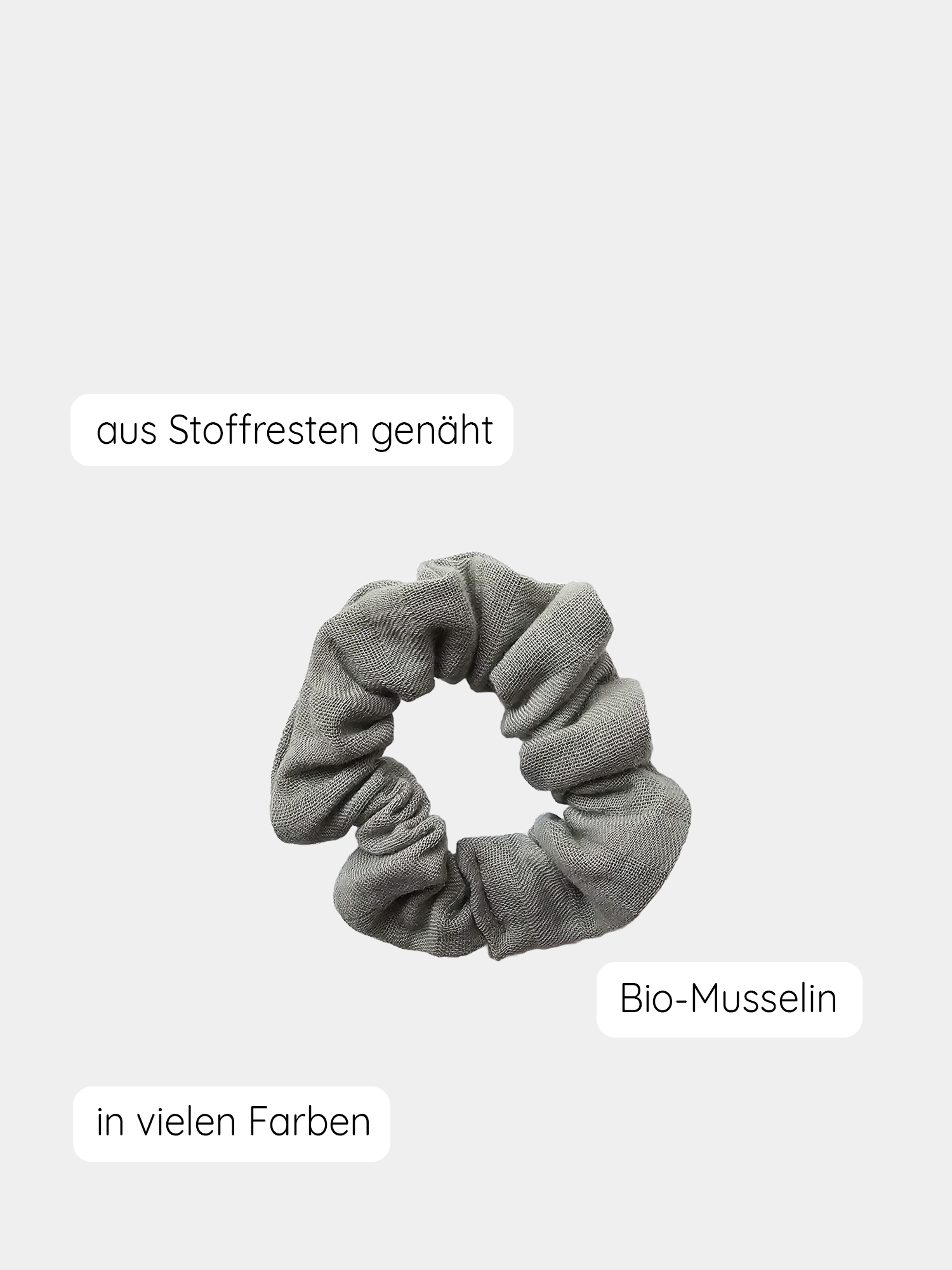 Upcycling Scrunchies Bio-Musselin - Aqua