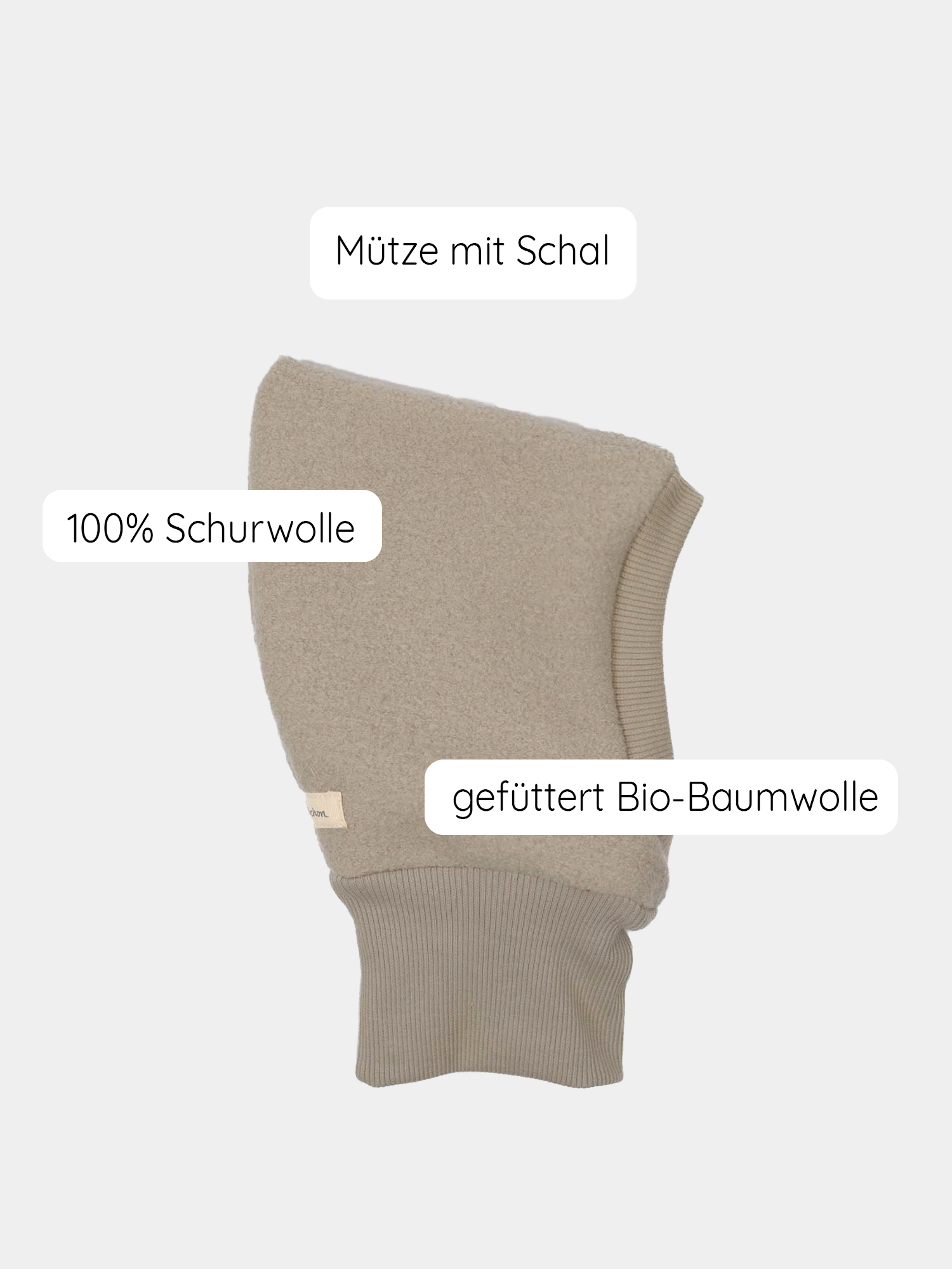 Schlupfmütze Wollwalk - Hafer