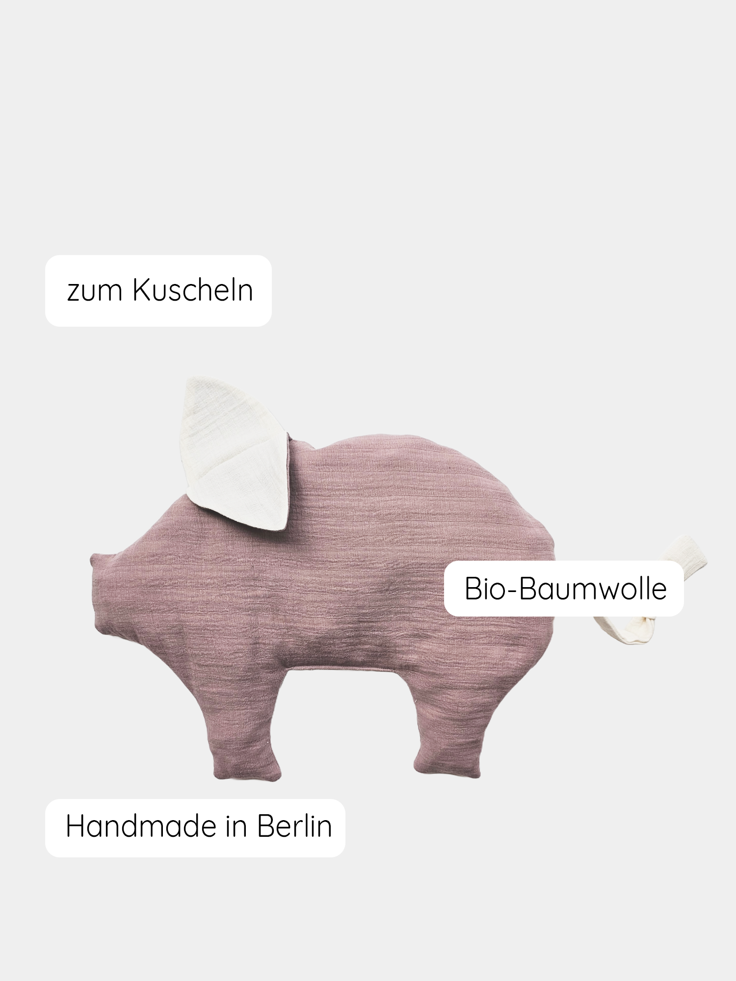 Teddy-Schwein Bio-Musselin - Rosé