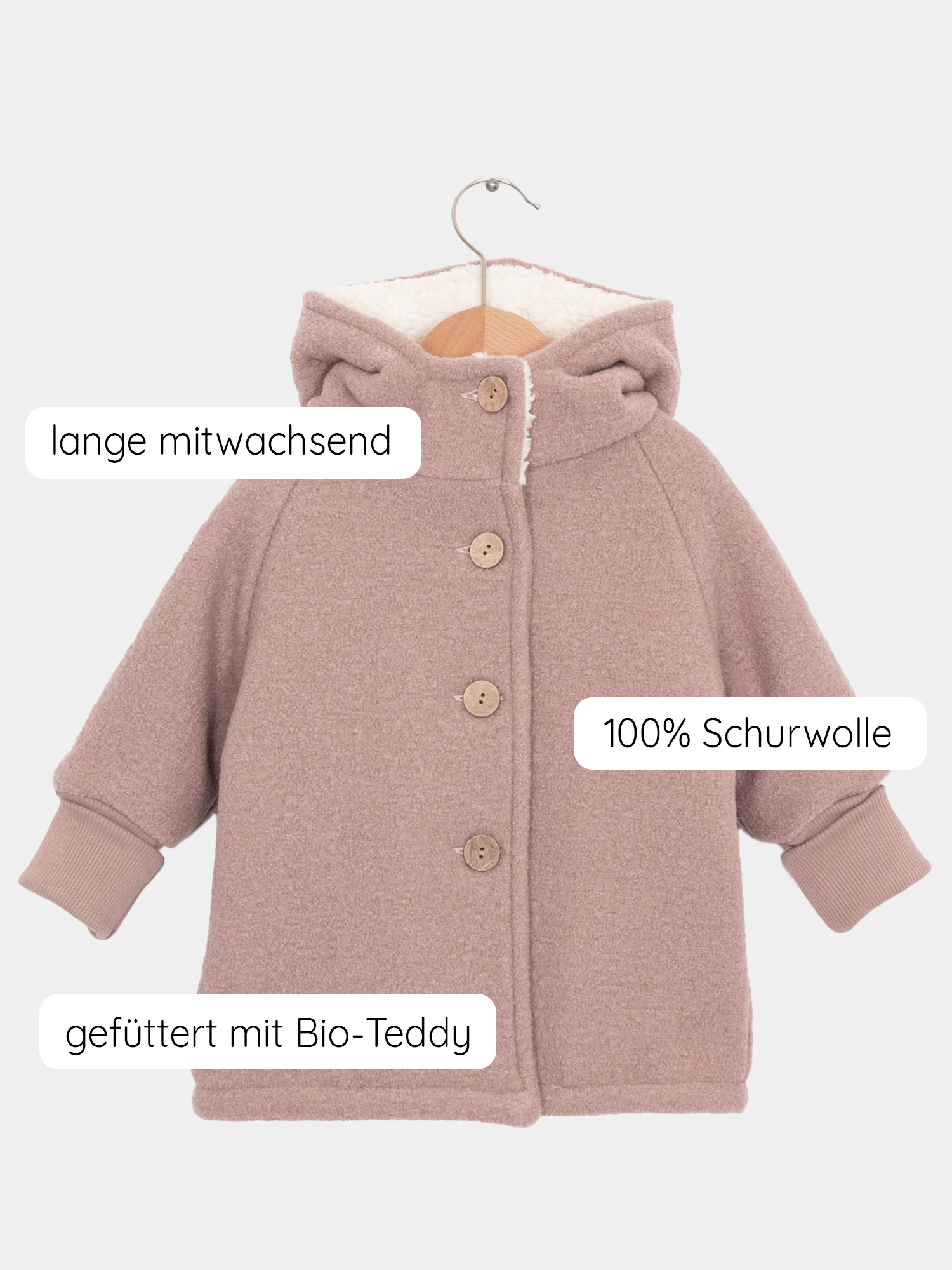 Wool Pixie Jacket with Teddy - powder