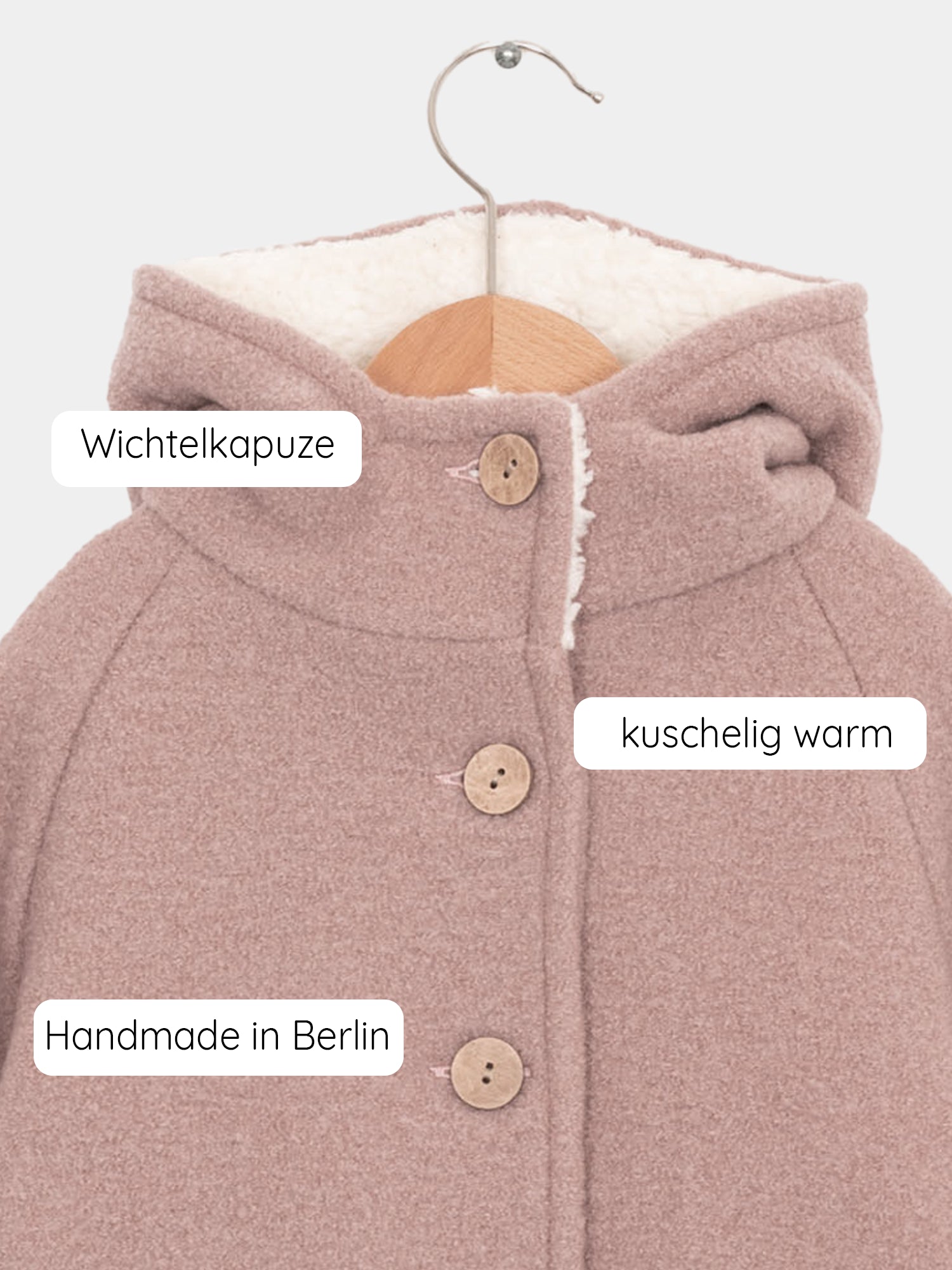 Wool Pixie Jacket with Teddy - powder