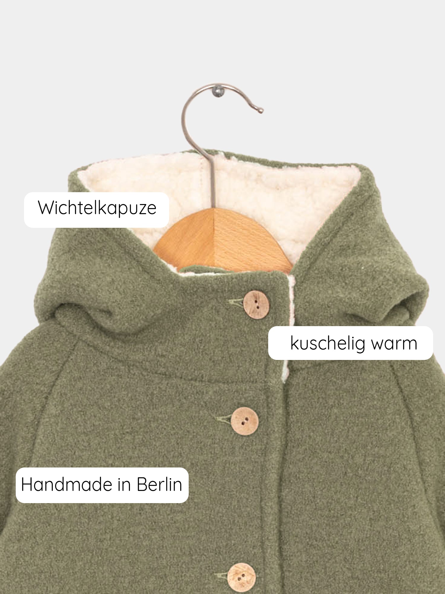 Teddy-Wichteljacke Wollwalk - Pistazie