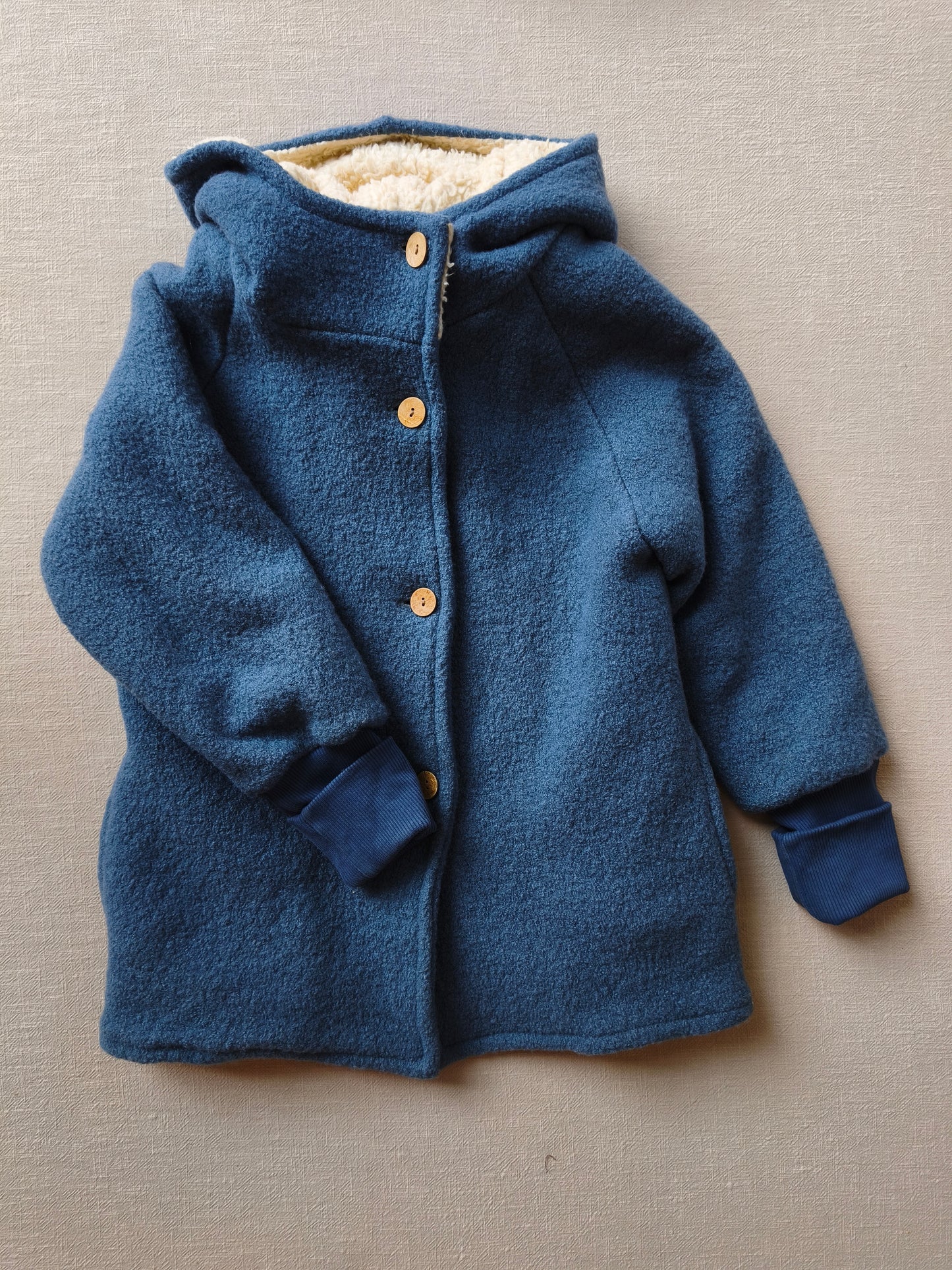 Winter Wichteljacke Wollwalk Ozean mit Teddyfutter Gr 8/9Y