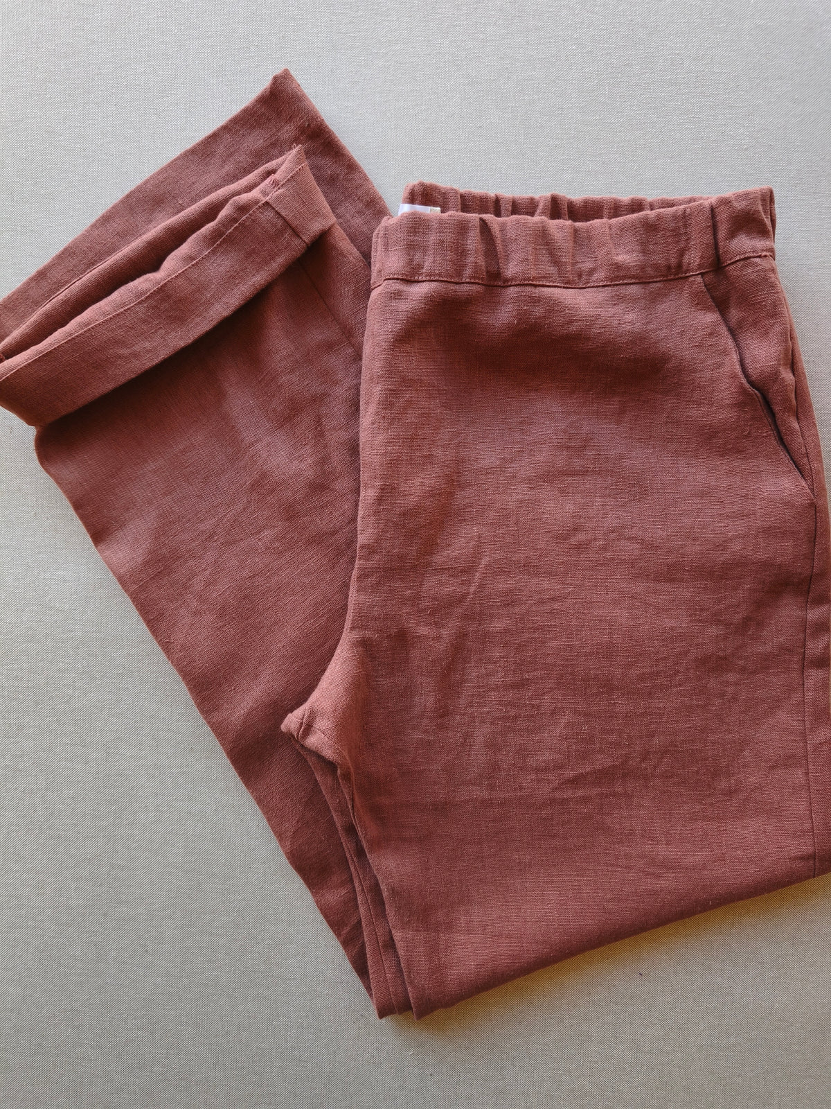Frauen Palazzo Hose Leinen Zimt Gr XXL