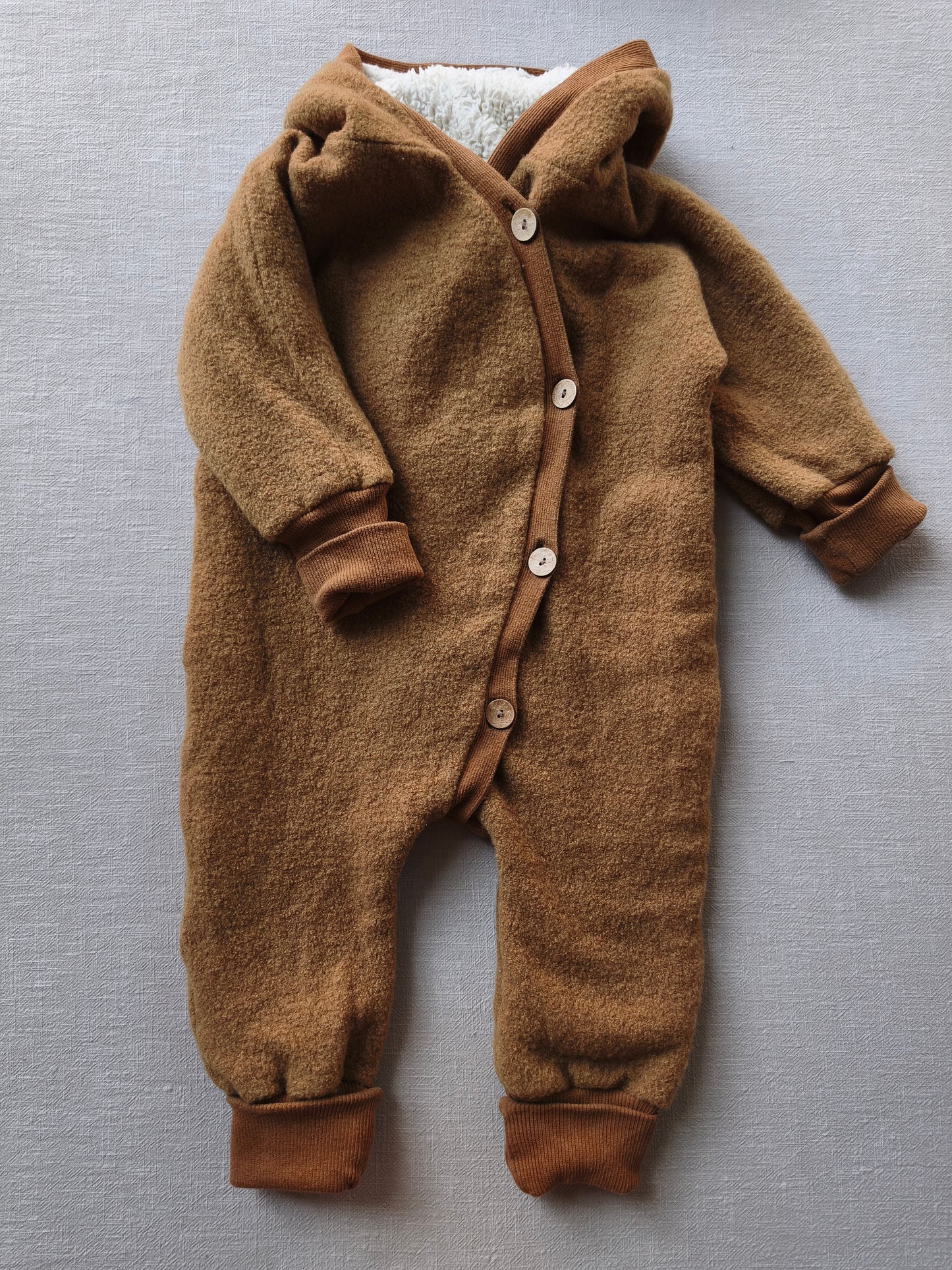 Winter Overall Wollwalk mit Teddyfutter Kamel Gr 2Y