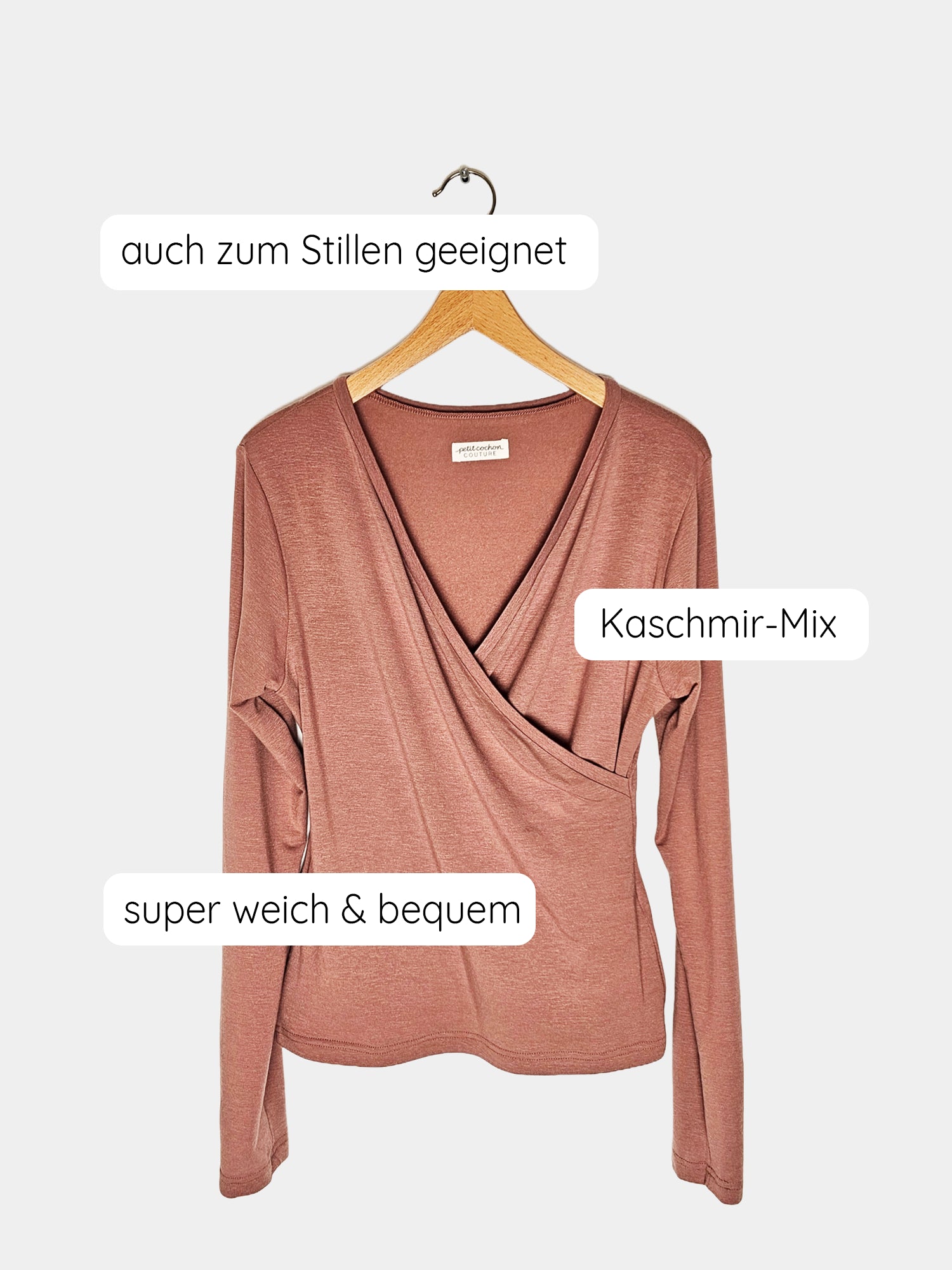 Frauen Langarmshirt Kaschmir-Mix - Zimt