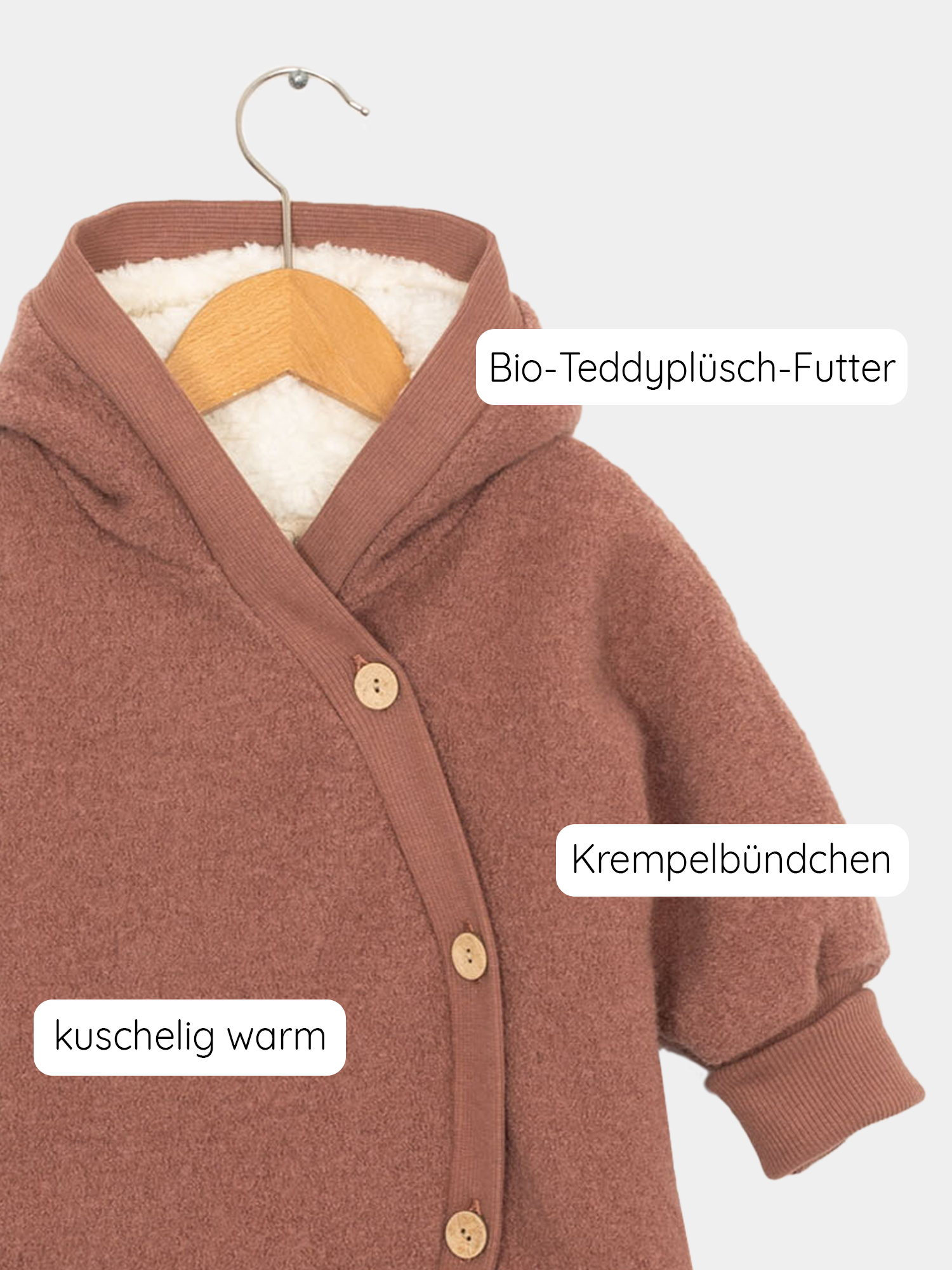 Winter Wollwalk Overall mit Teddyfutter - Zimt