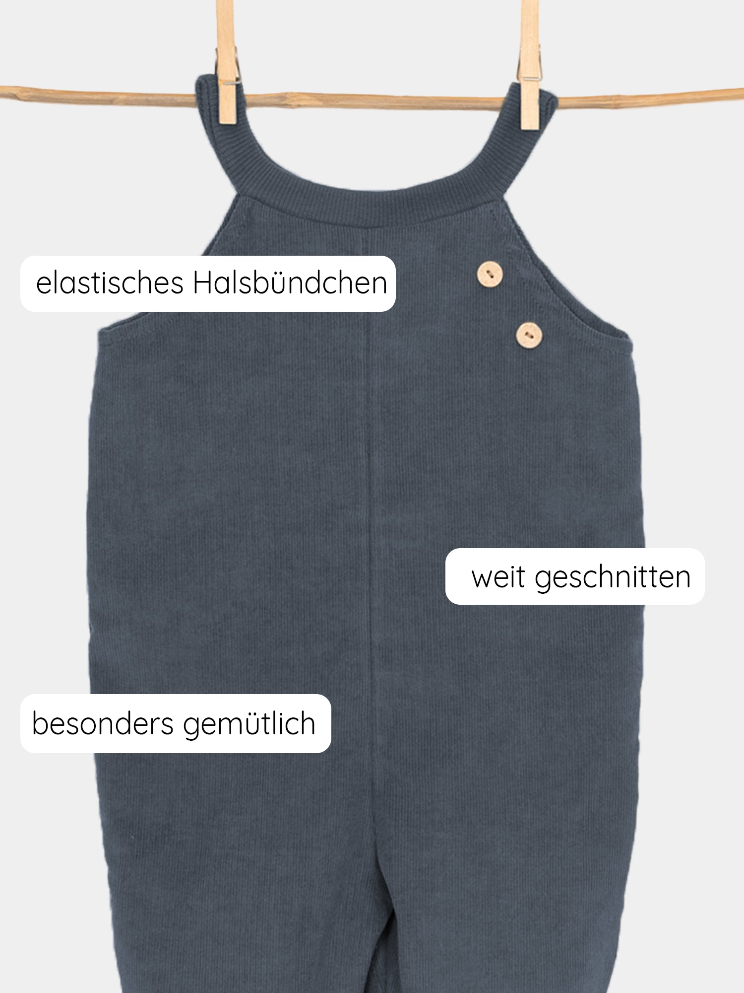 Schlupflatzhose Feincord - Blaubeere