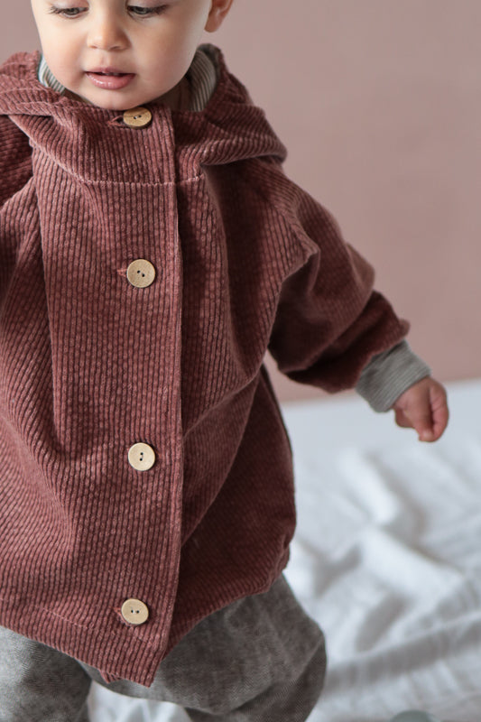 Giacca folletto in velluto a coste elasticizzato - color rosa antico