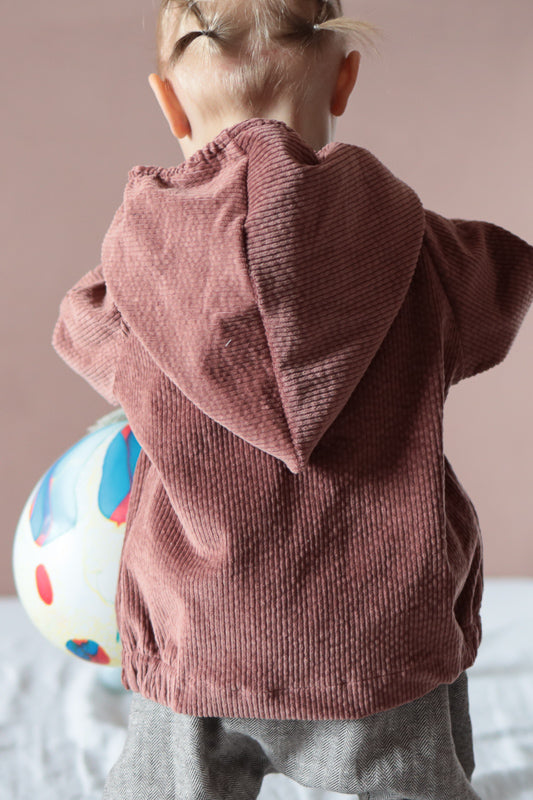 Giacca folletto in velluto a coste elasticizzato - color rosa antico