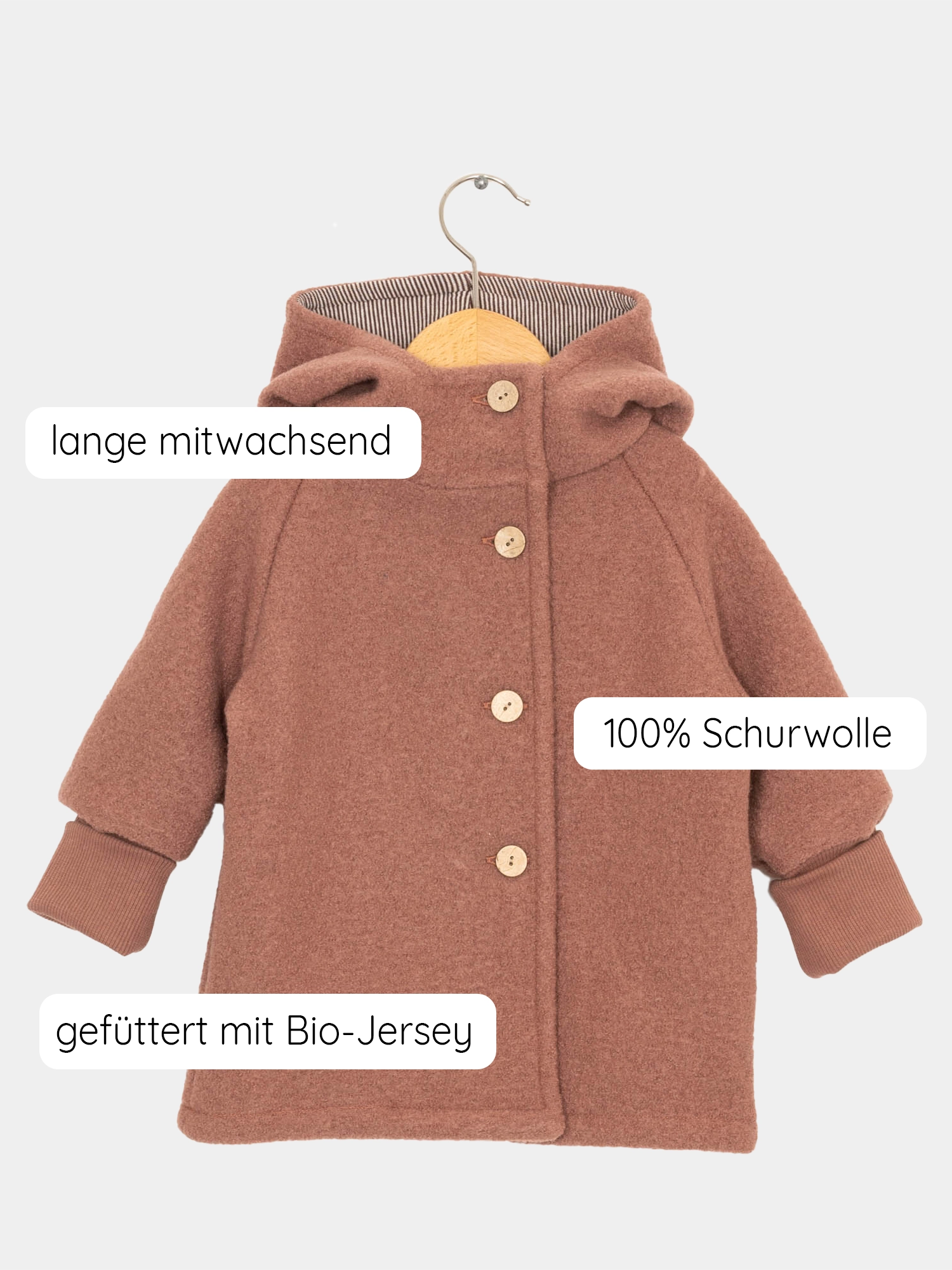 Wichteljacke Wollwalk - Zimt