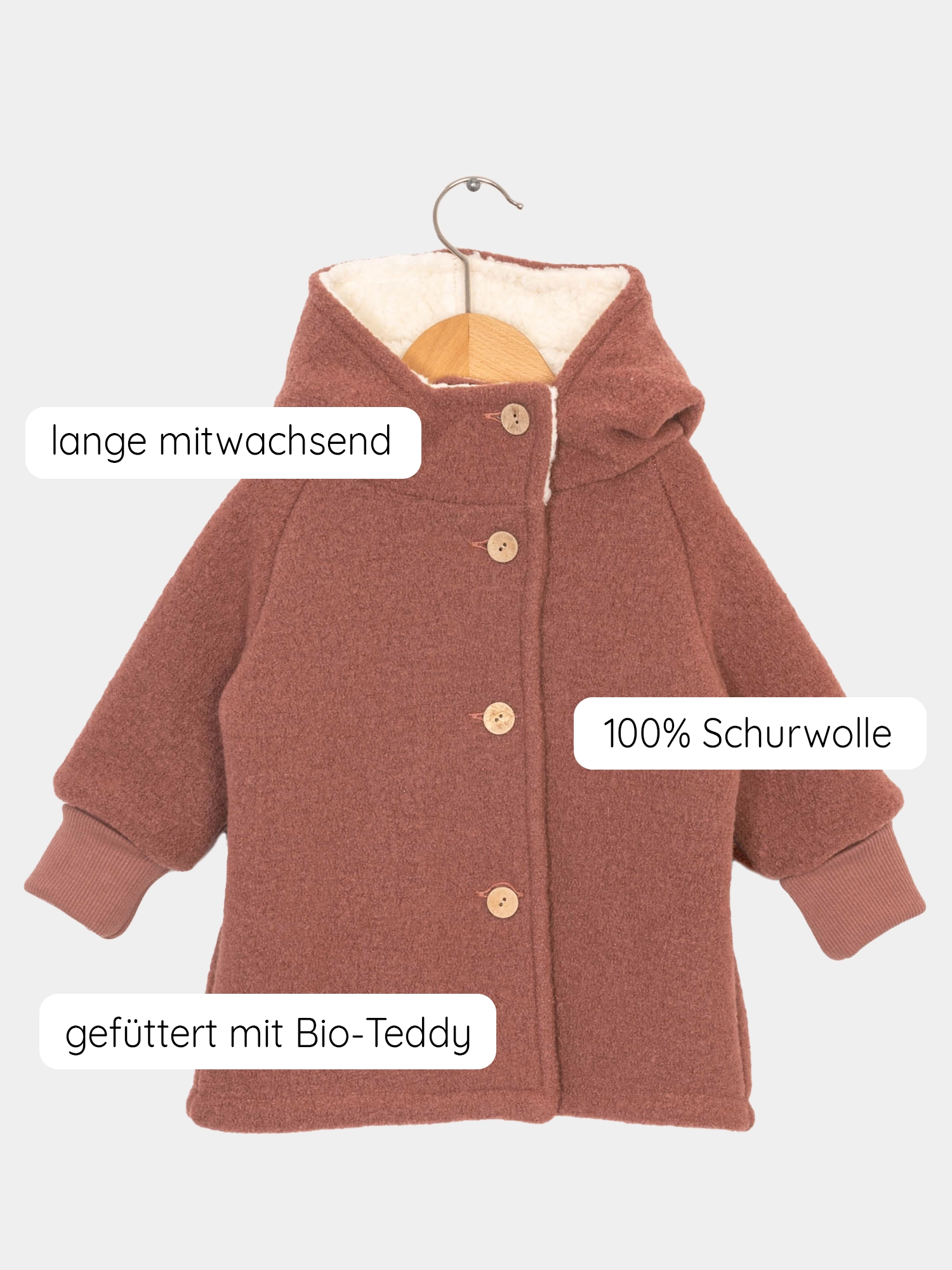 Winter Wichteljacke Wollwalk - Zimt