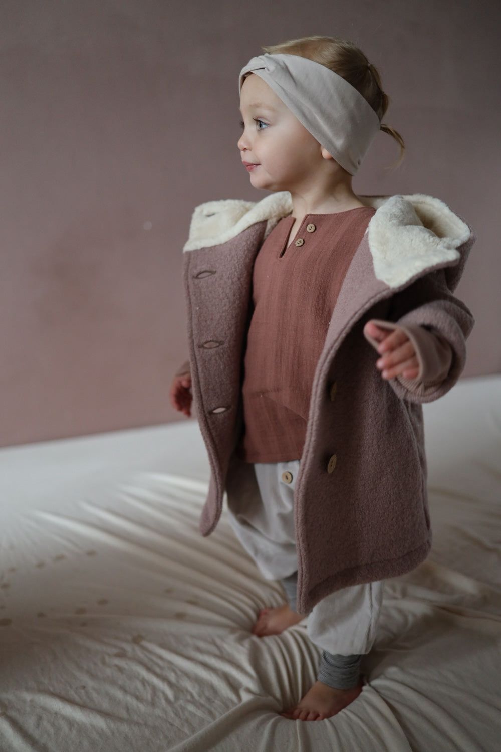 Wool Pixie Jacket with Teddy - powder