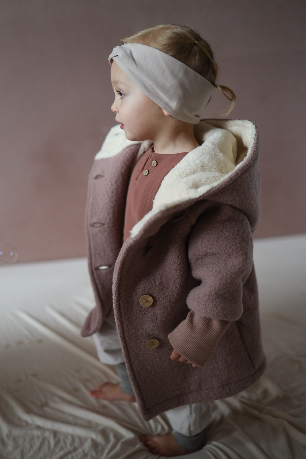 Wool Pixie Jacket with Teddy - powder