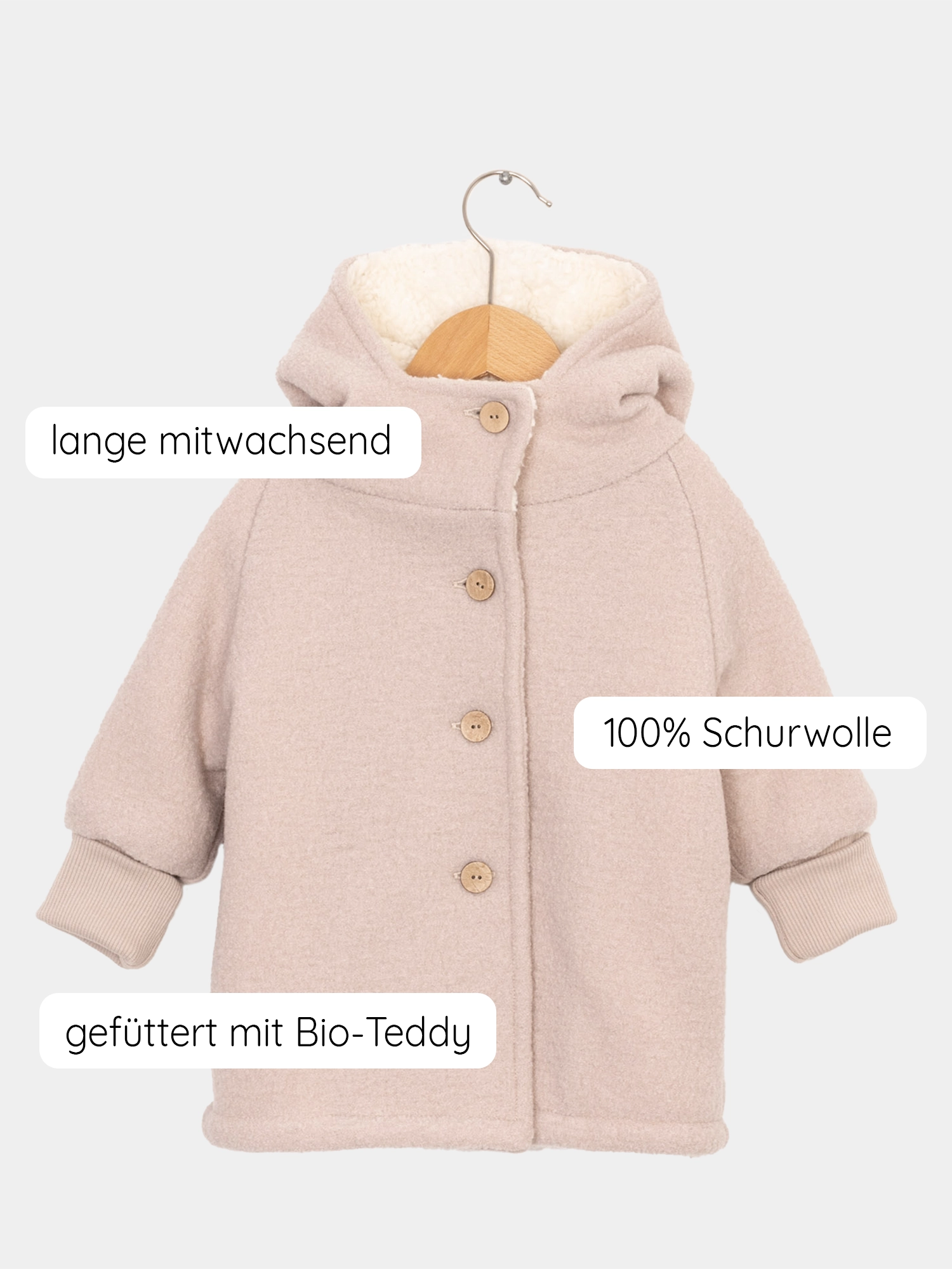 Wool Pixie Jacket with Teddy - sand