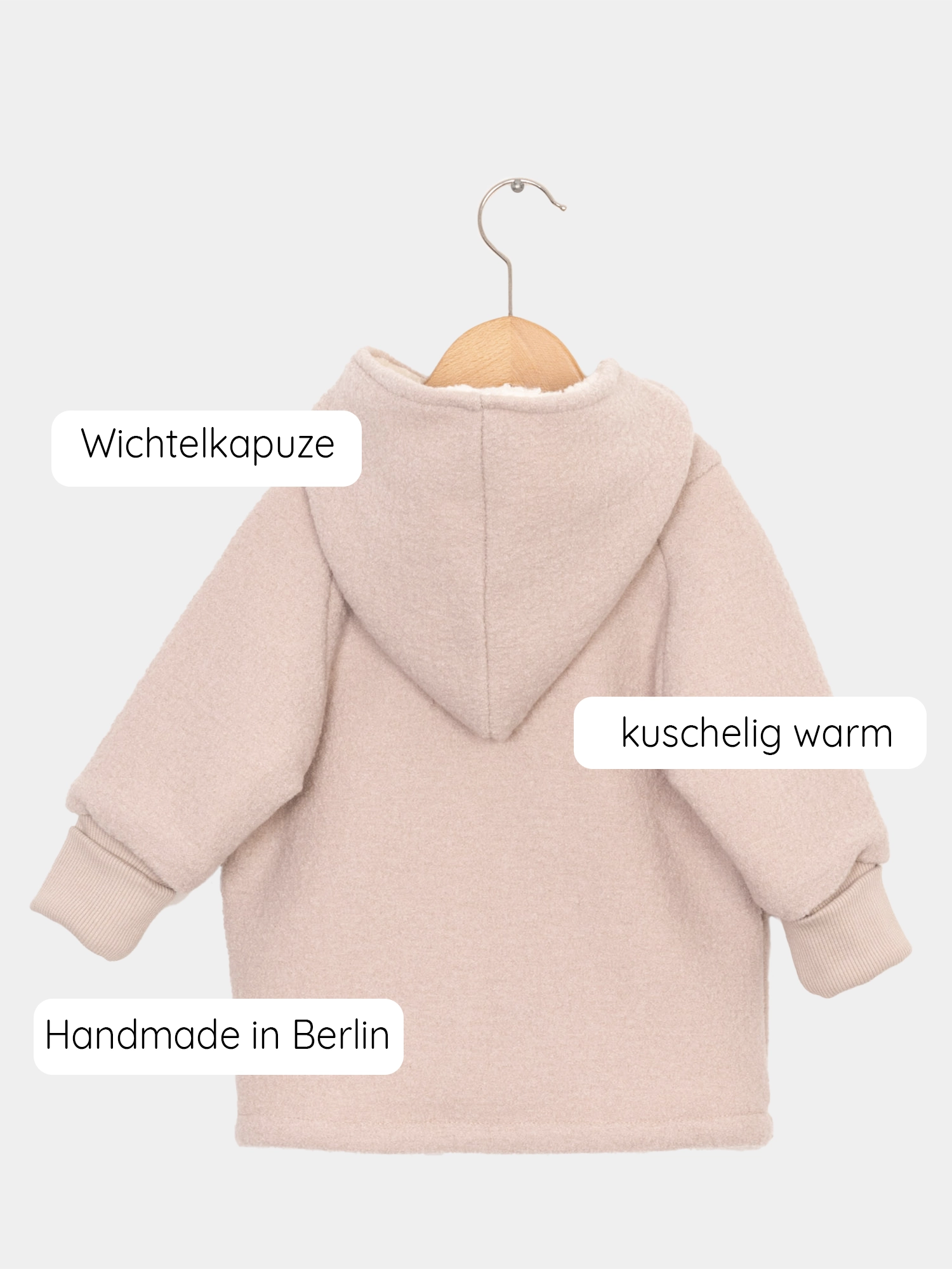 Wool Pixie Jacket with Teddy - sand