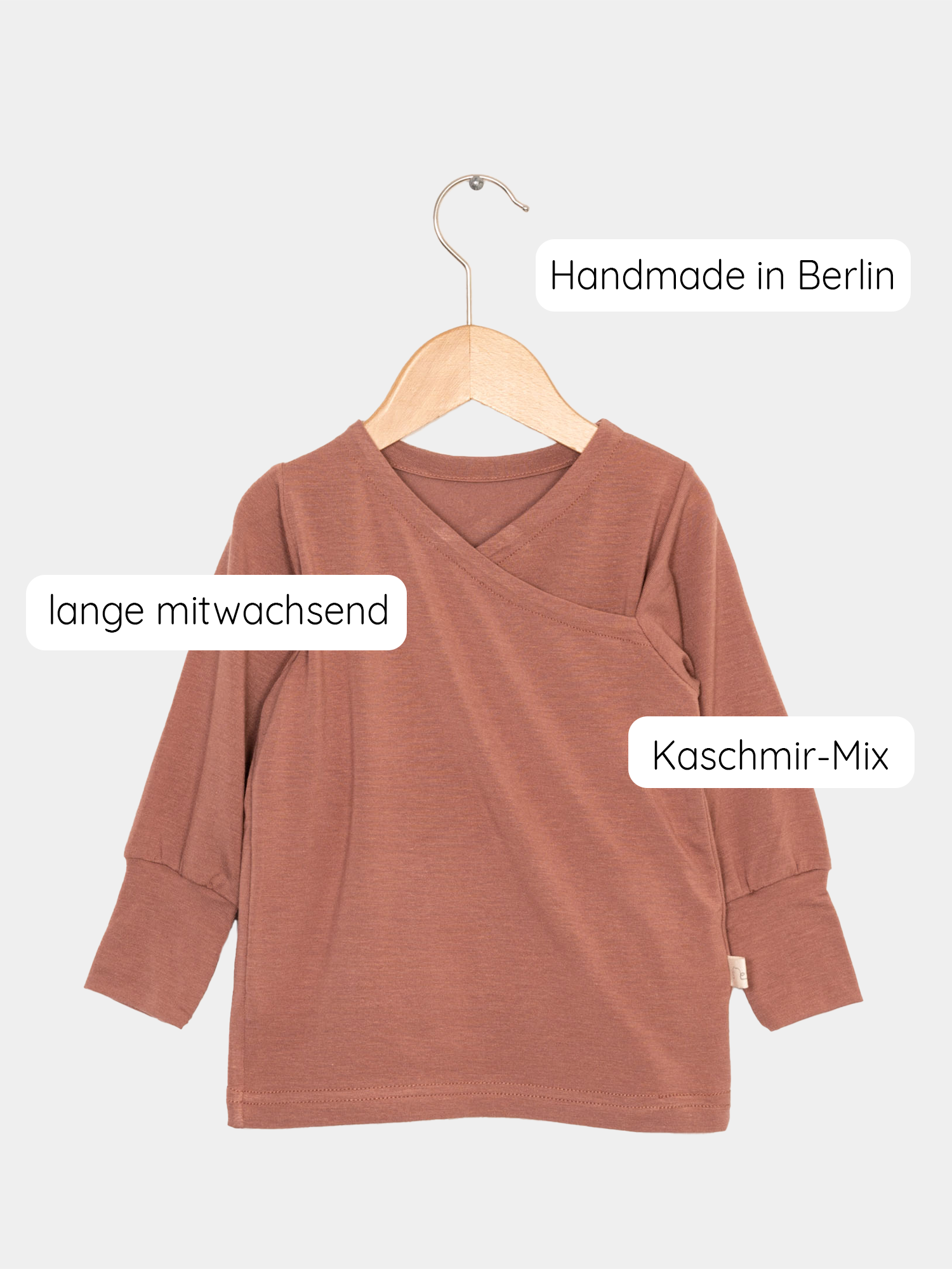 Wickelshirt aus Kaschmir-Mix - Zimt
