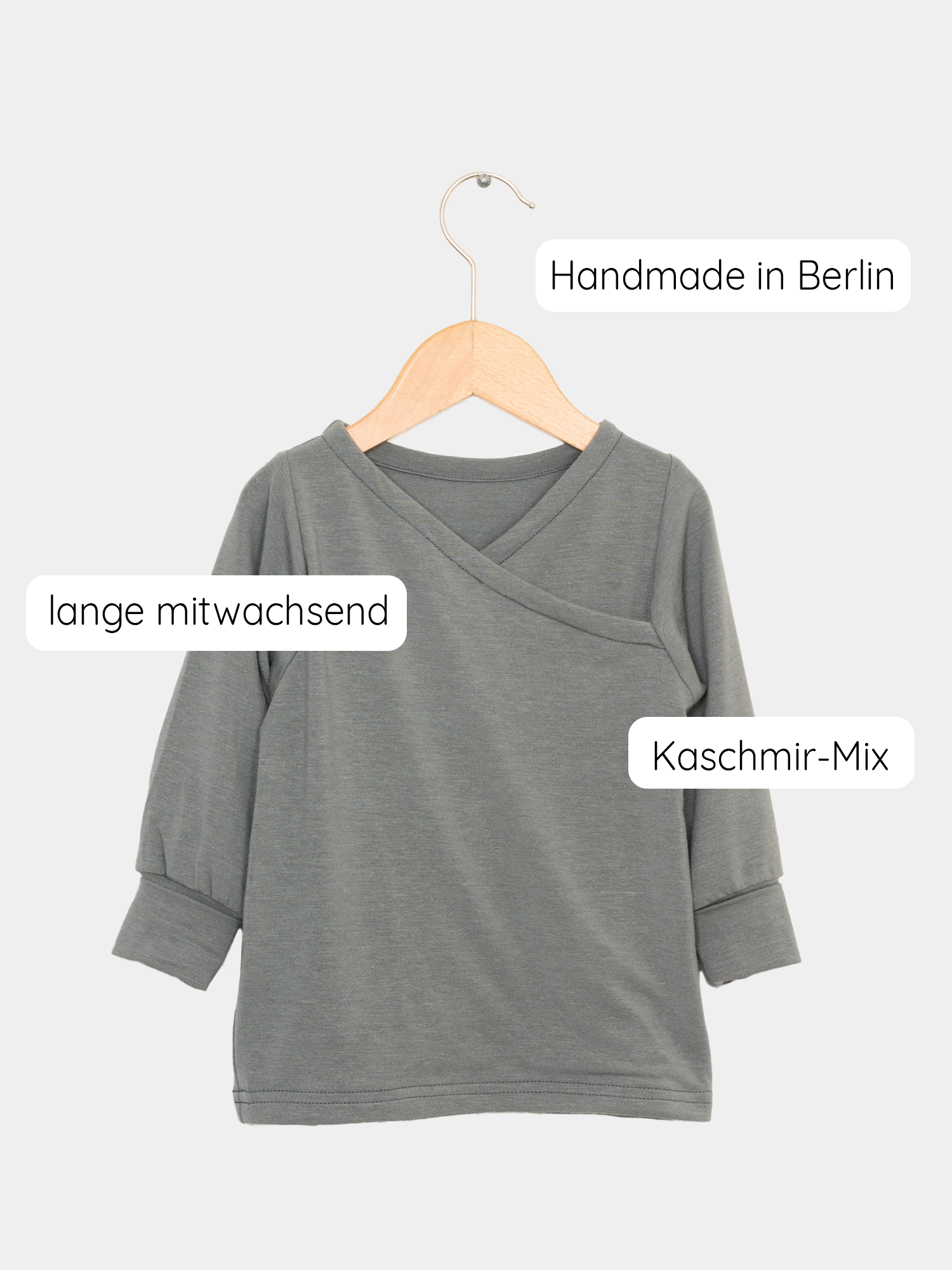 Wickelshirt aus Kaschmir-Mix - Taube