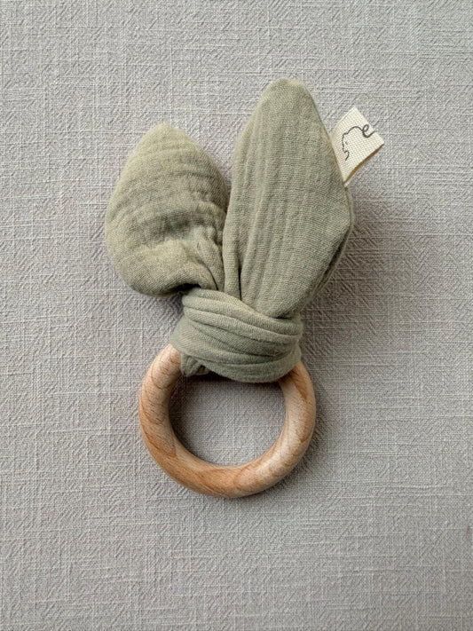 Baby Teething Ring Cotton Muslin - Pistachio