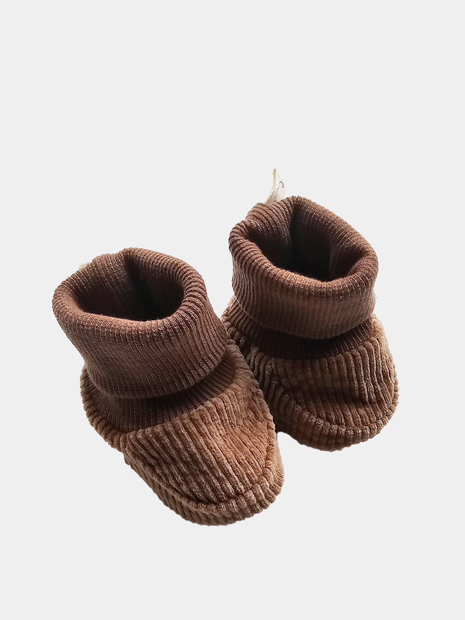 Baby booties wide corduroy - wheat