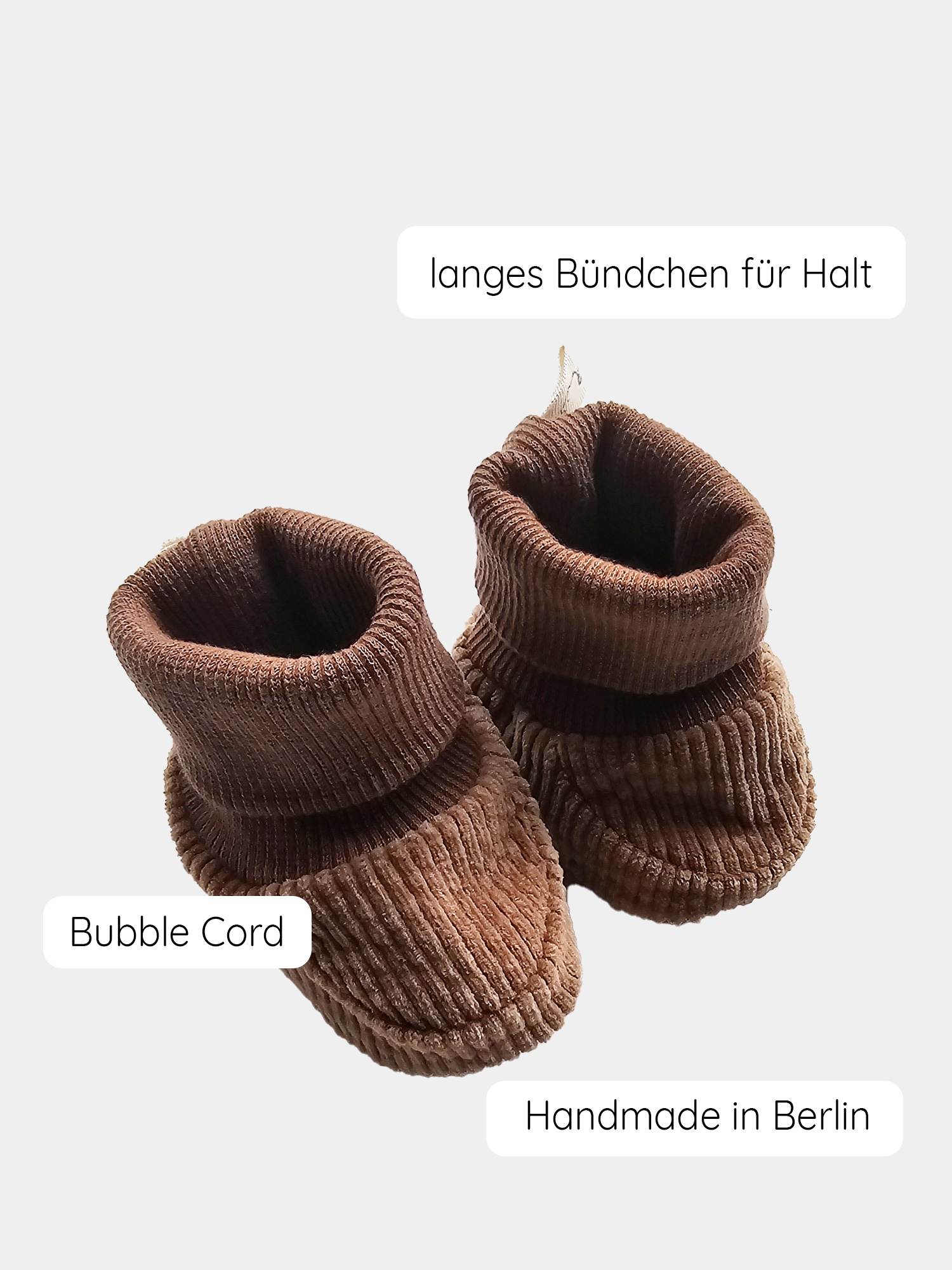Baby booties wide corduroy - wheat