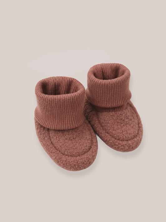 Baby booties boiled wool - camel