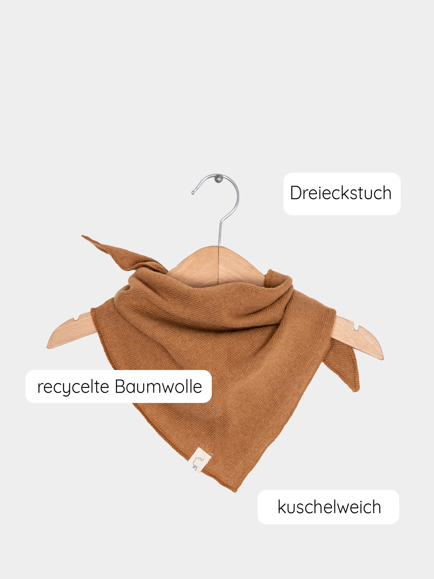 Hübsches Dreieckstuch Strick - Sahara aus 100% recycelter Baumwolle, ideal für Babys und Kleinkinder.