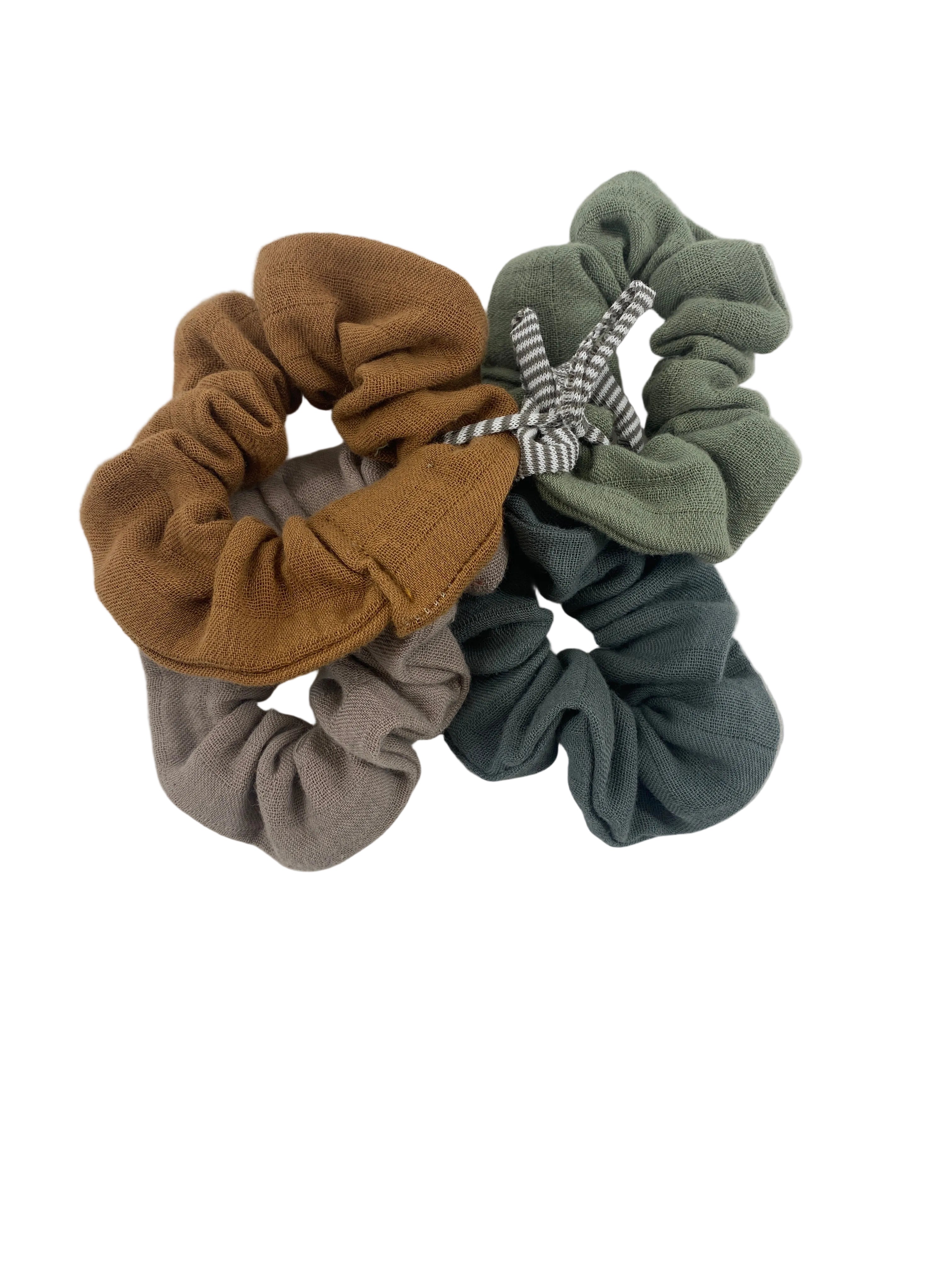 Set Vier Upcycling Scrunchies Bio-Musselin