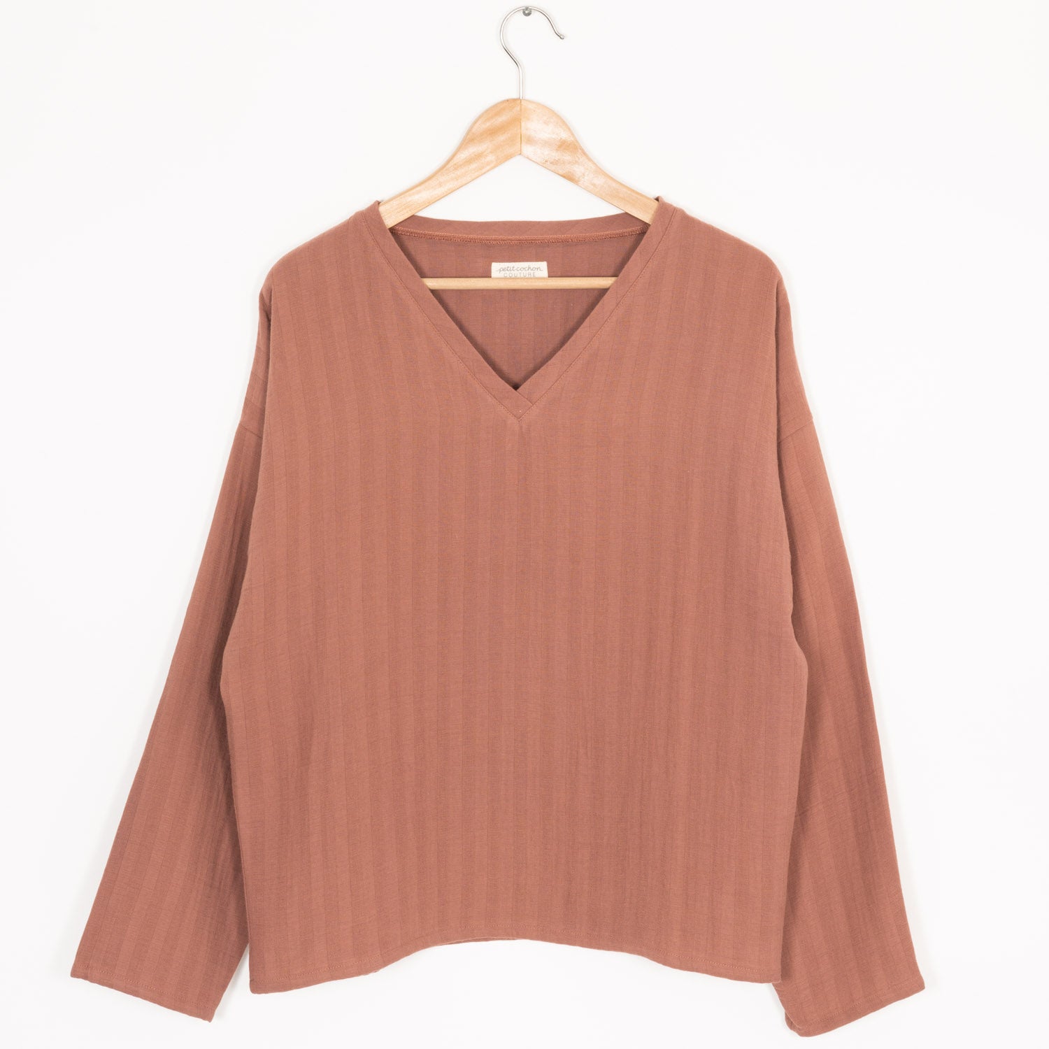 Women's muslin shirt made from 100% organic cotton - cinnamon