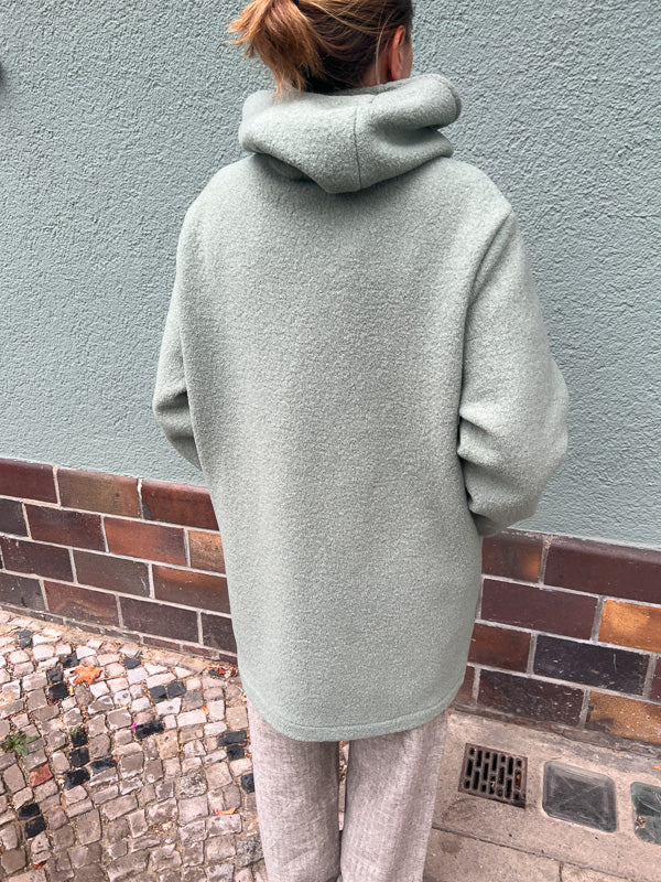 Hooded coat woolwalk - Aqua