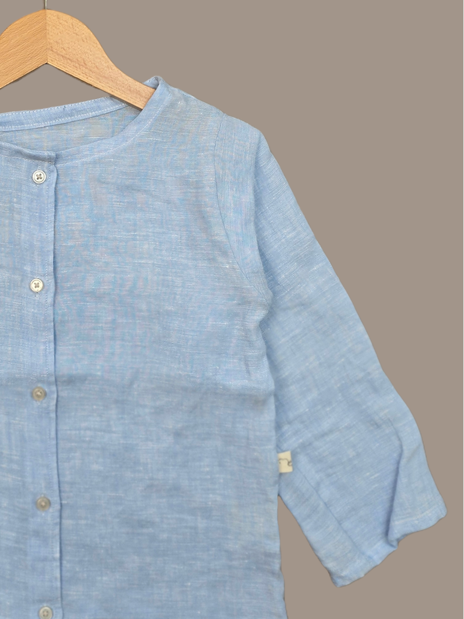 Recycling Hemdchen Leinen Gr. 3Y (98-116) - Himmelblau