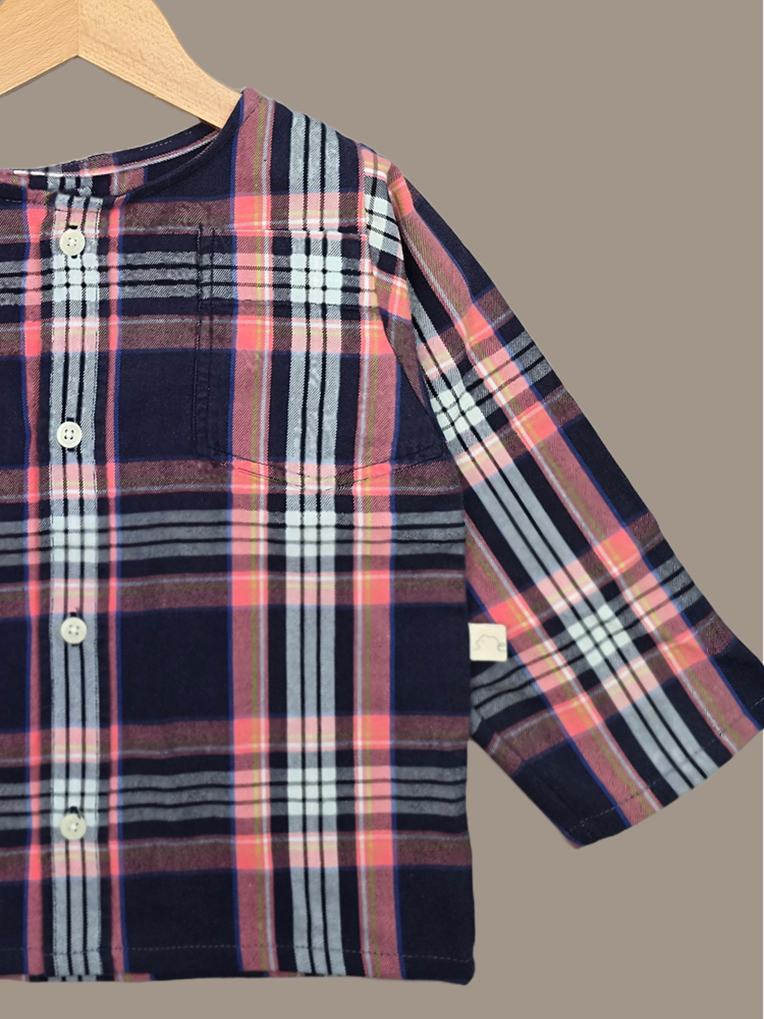 Recycling Hemdchen Flanell Gr. 2Y (86-104) - Blau-Rot Karo