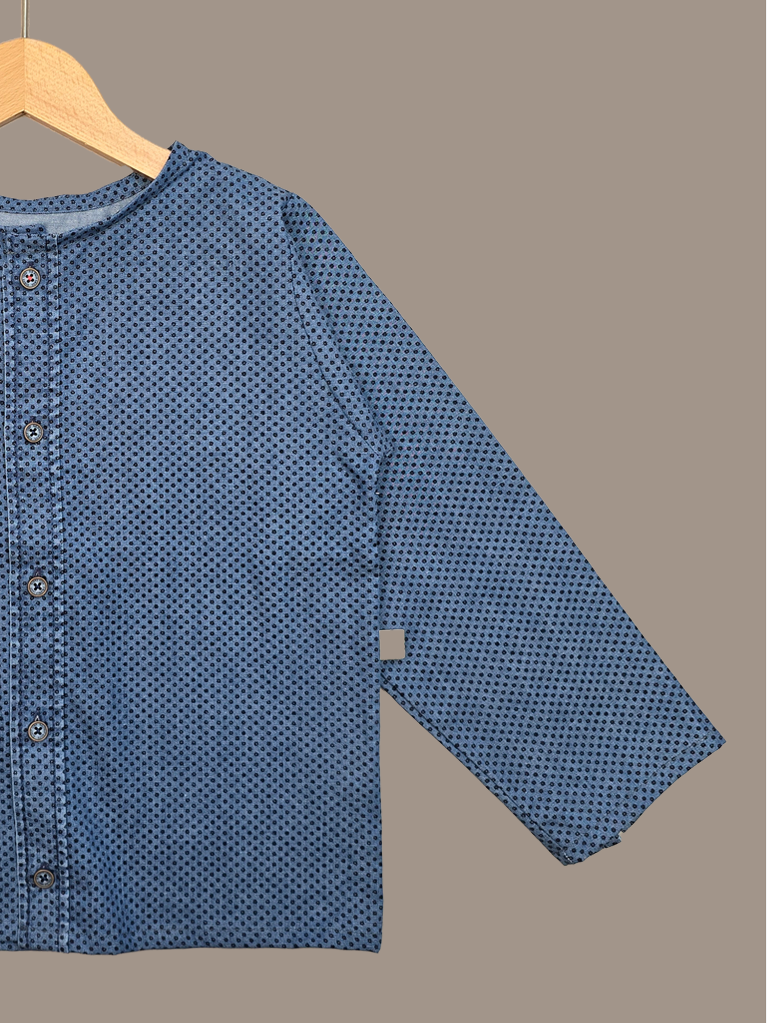 Recycling Hemdchen Baumwolle Gr. 4Y (104-122) - Jeans Blau feine Blümchen