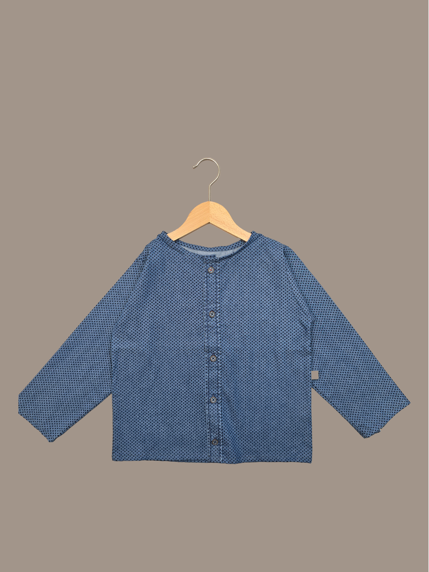 Recycling Hemdchen Baumwolle Gr. 4Y (104-122) - Jeans Blau feine Blümchen