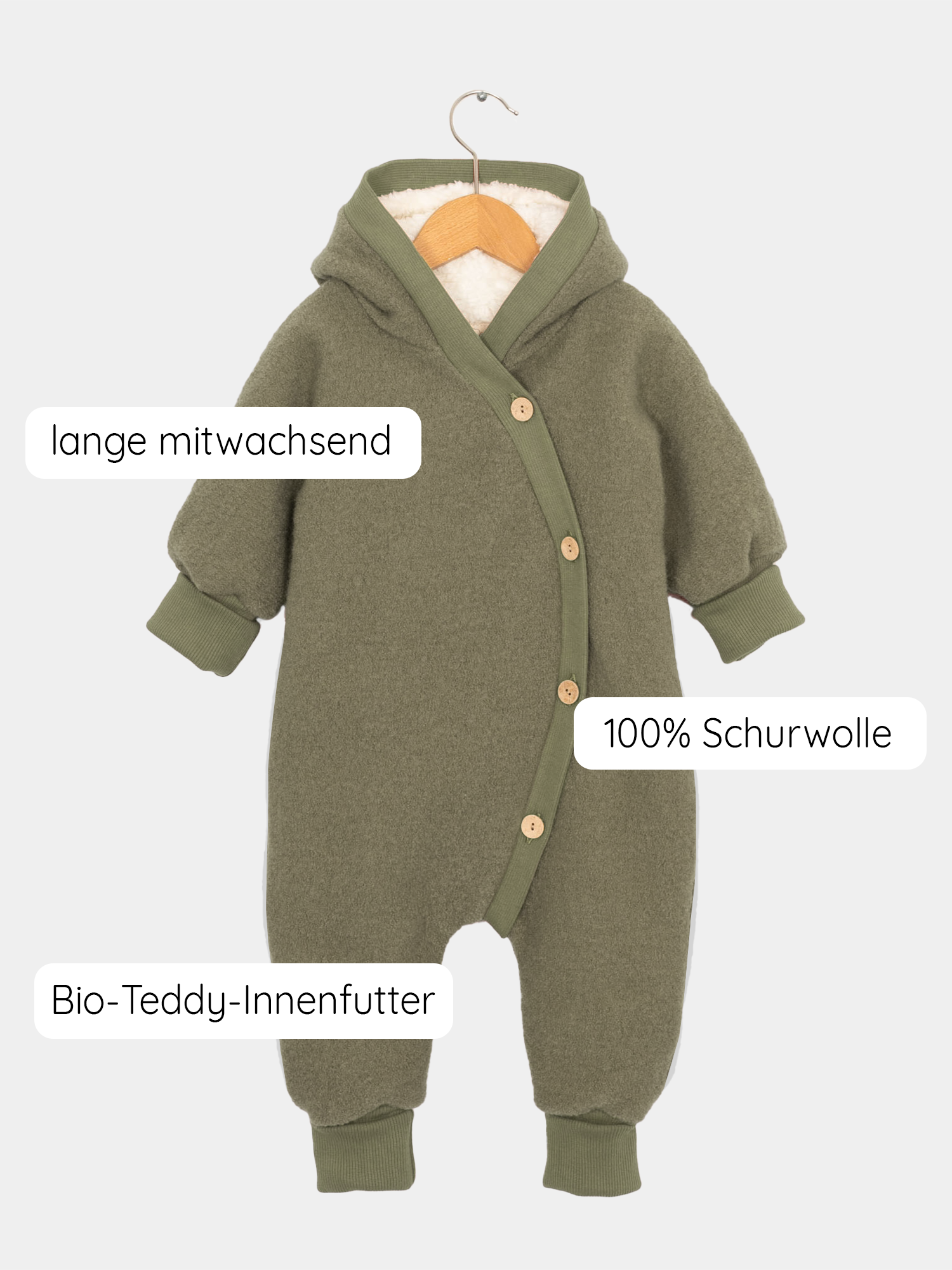 Teddy cuddle suit wool - pistachio
