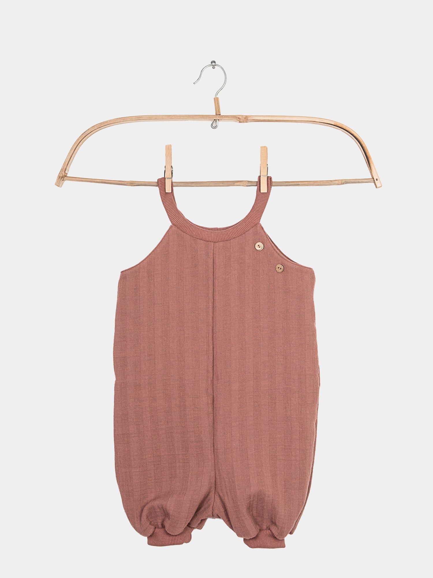 Organic muslin short dungarees - cinnamon