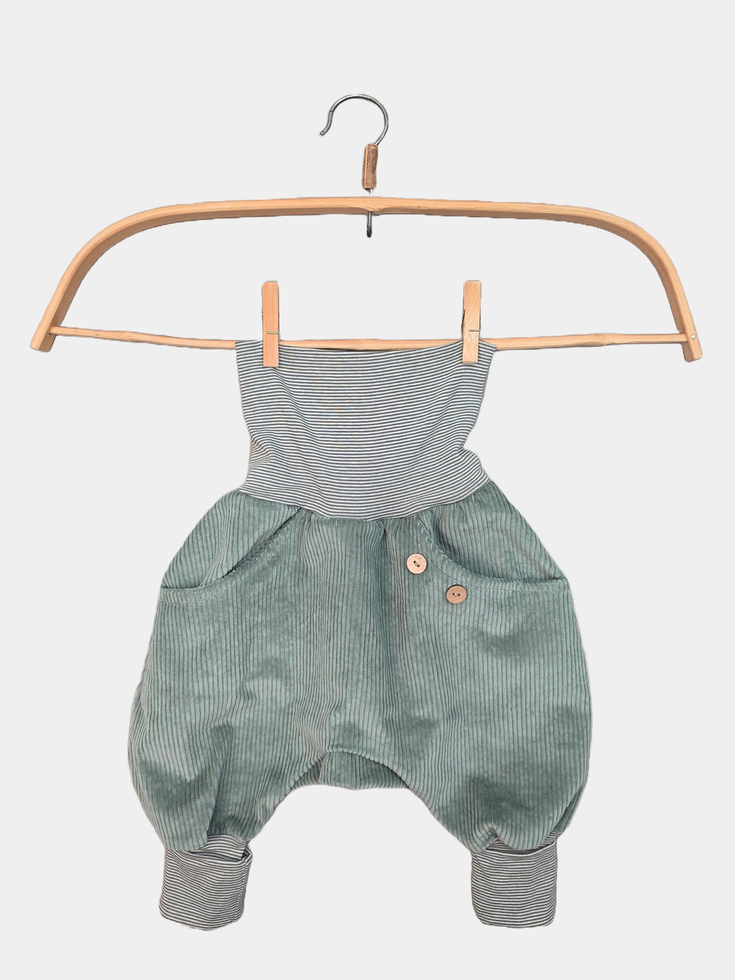 Knickerbocker Breitcord mit Ringelbündchen - Aqua