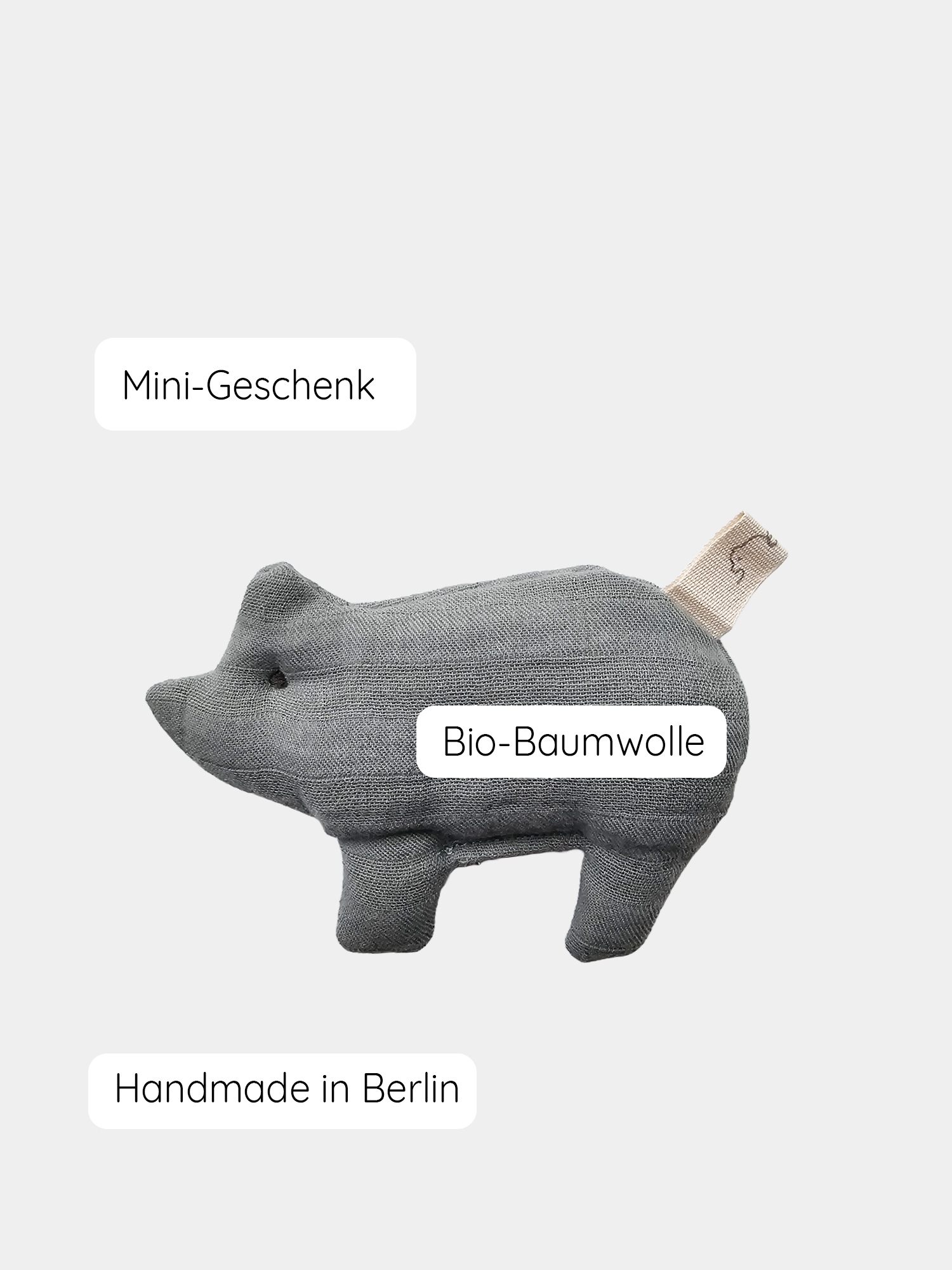 Kleines Schweinchen Bio-Musselin - Eisblau
