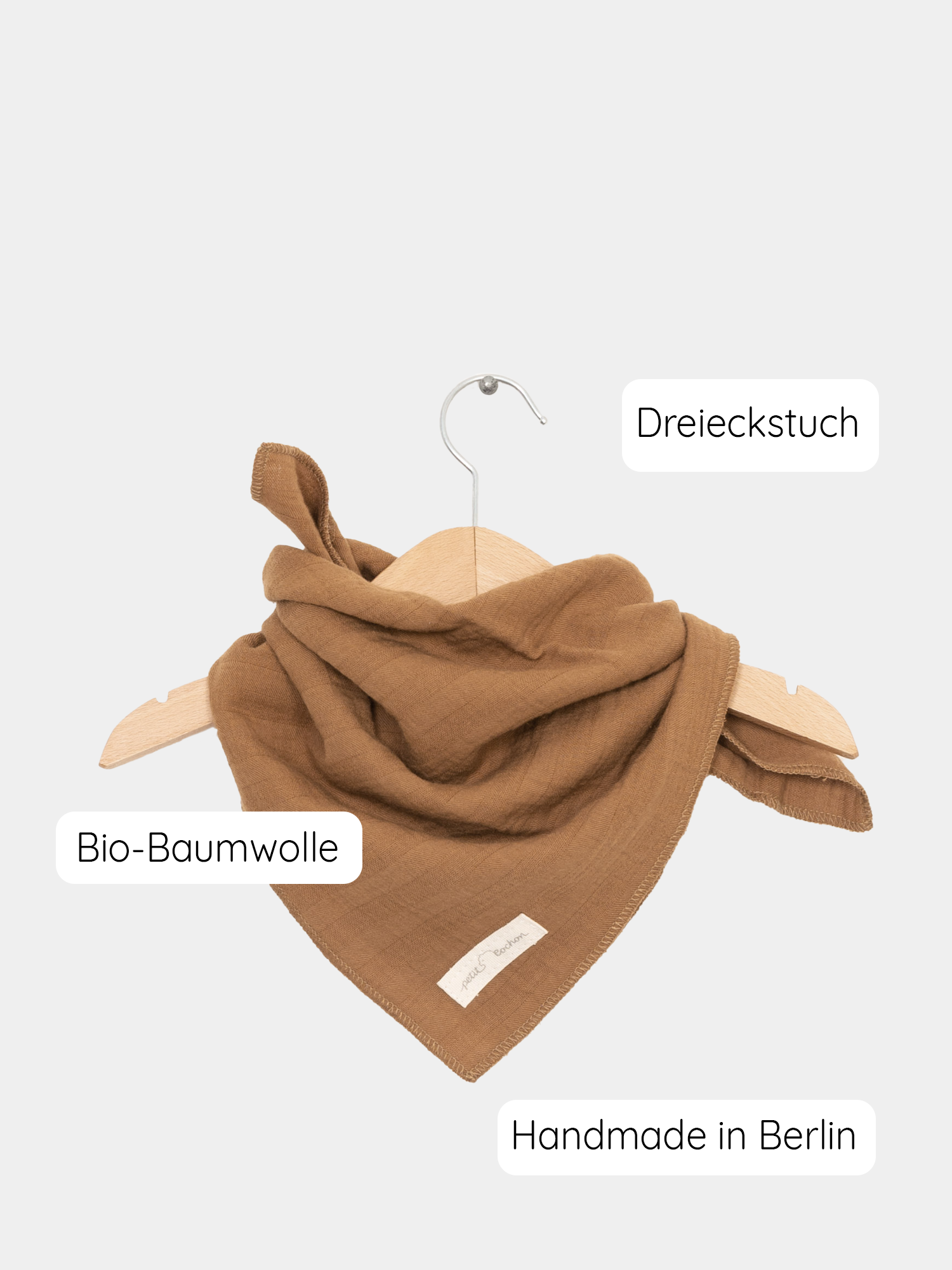 Kleines Tuch Bio-Musselin - Sahara, handgenäht in Berlin, aus luftiger Bio-Baumwolle. Ideal für Alltag und für Erwachsene und Kinder geeignet, ca. 52 x 52 cm groß.