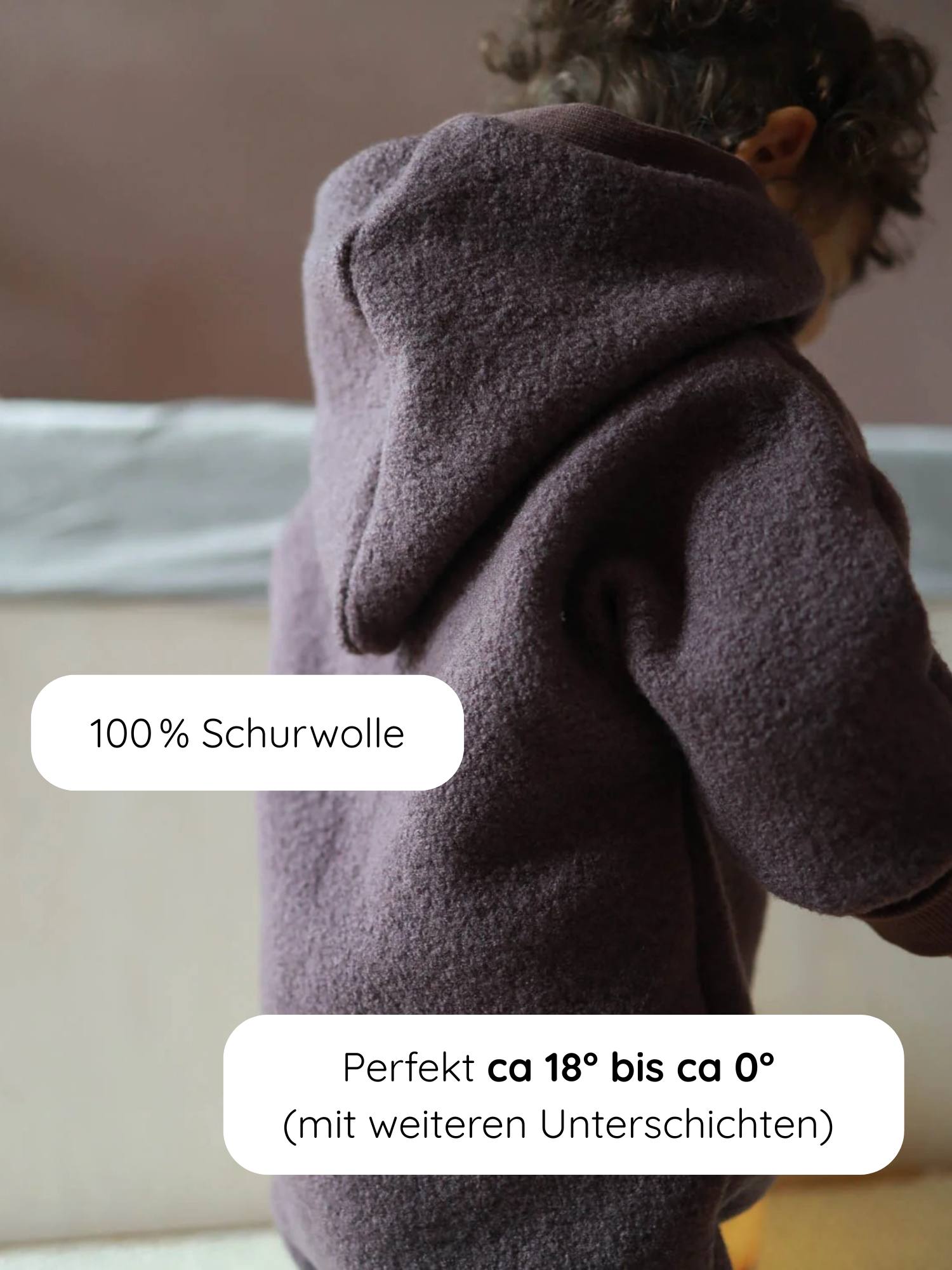 Bébé en combinaison douillette en laine foulée – mauve : doublure douce en jersey biologique pour un confort optimal.