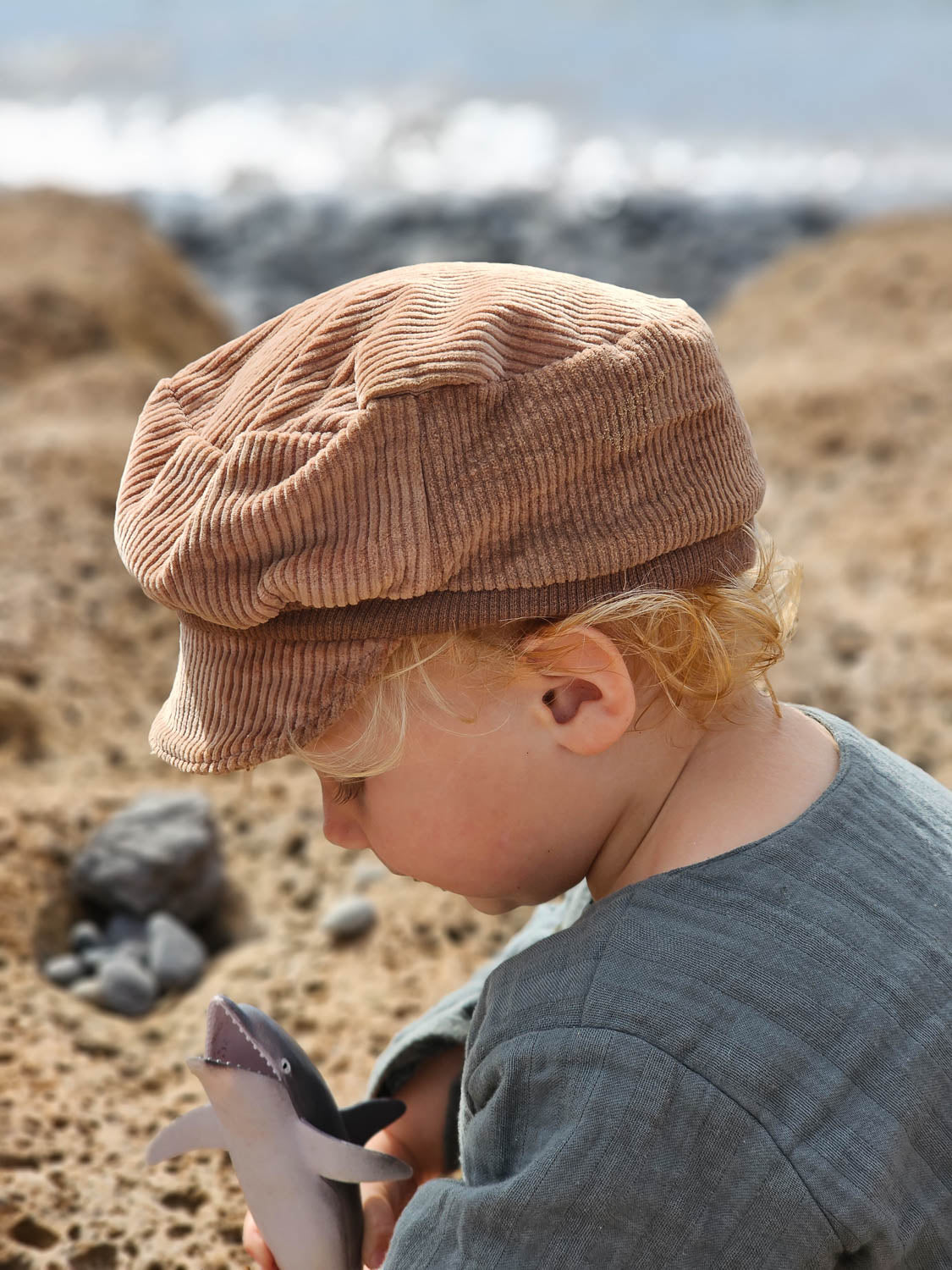 Cappellino Michel in velluto a coste - Cioccolato
