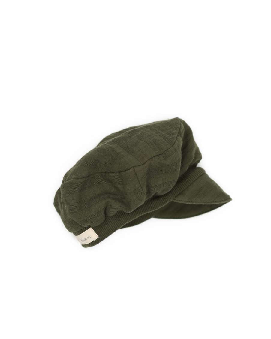 Musselin-Mütze Michelmütze Musselin Avocado Gr. 4/5Y, neu. Die Mütze hat eine leichte, weiche Textur und ist für Kinder im Alter von 4 bis 5 Jahren geeignet.