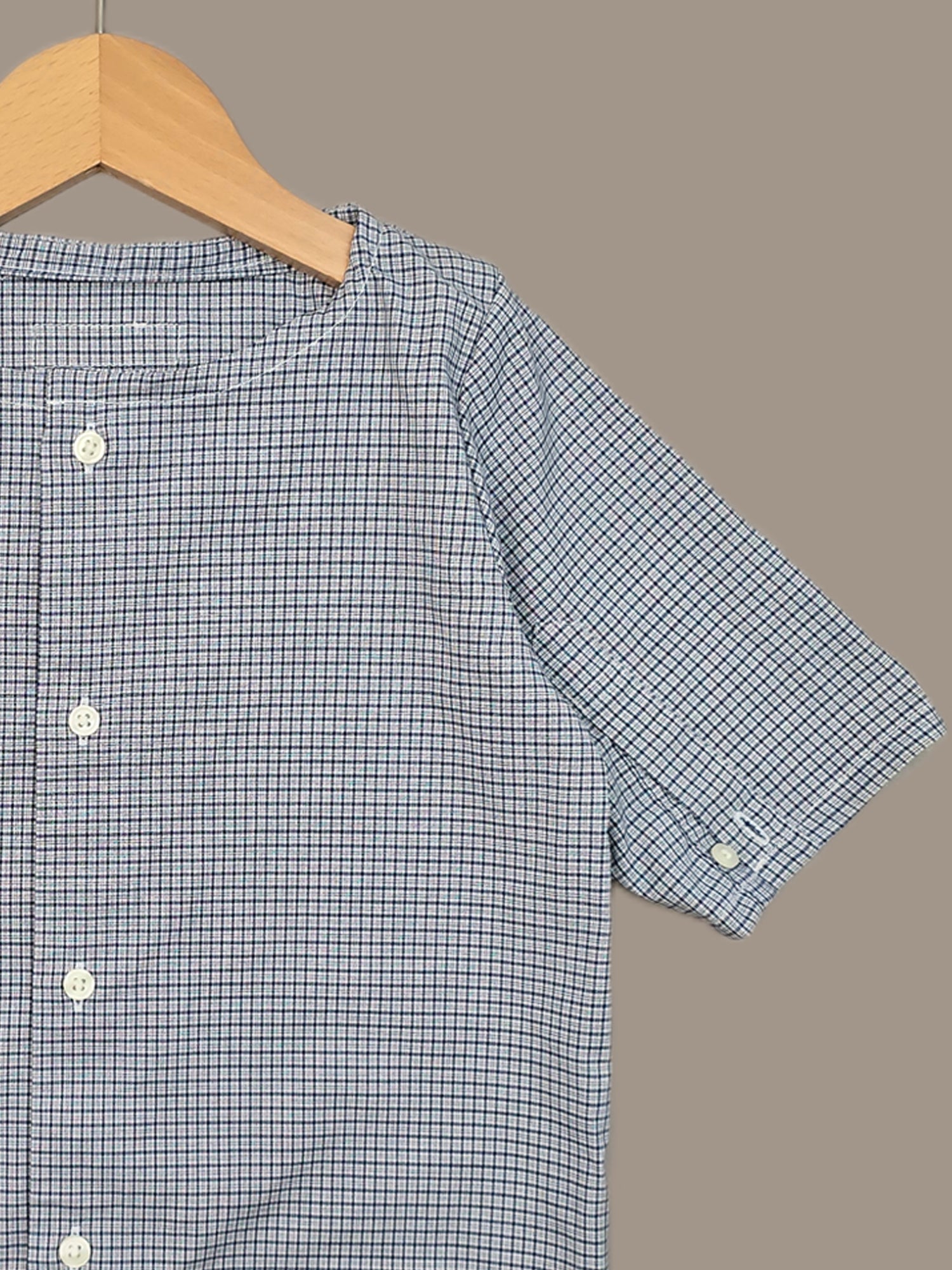 Recycling Overall aus Baumwolle Gr 3M (62-74) - Blau-Grau Karo